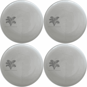 The Maximalism Cycads Dinner Plate Set of 4 features a striking design perfect for modern dining. Crafted from durable ceramic, these plates are both microwave and dishwasher safe, making them ideal for everyday use.
