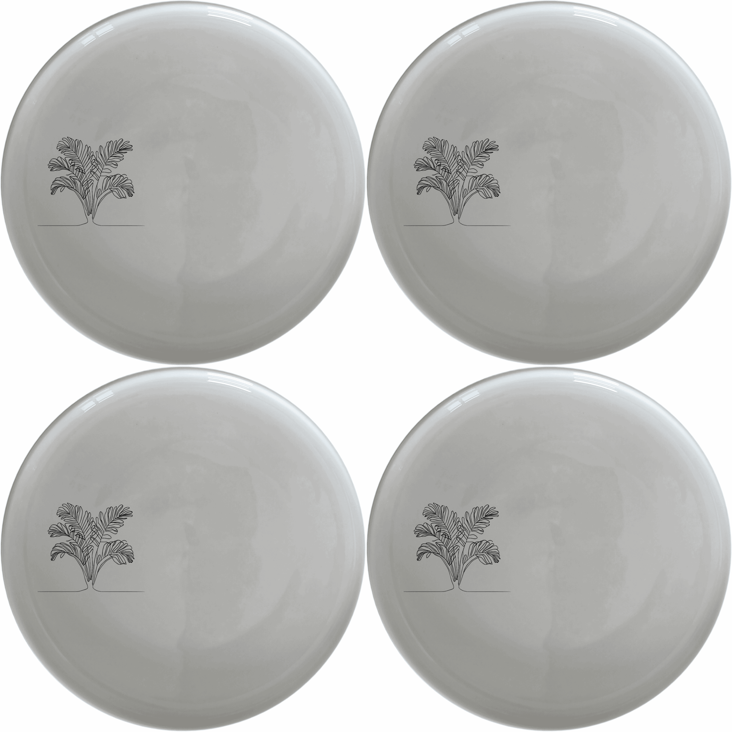 The Maximalism Cycads Side Plate Set of 4 brings artistic flair to your dining table with its sleek, modern design and abstract botanical illustration.