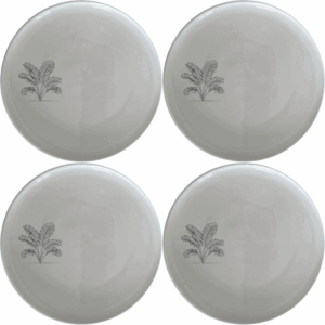 Maximalism Cycads Side Plate Set of 4 adds a touch of modern elegance to your dining table with its sleek design and abstract botanical motif.