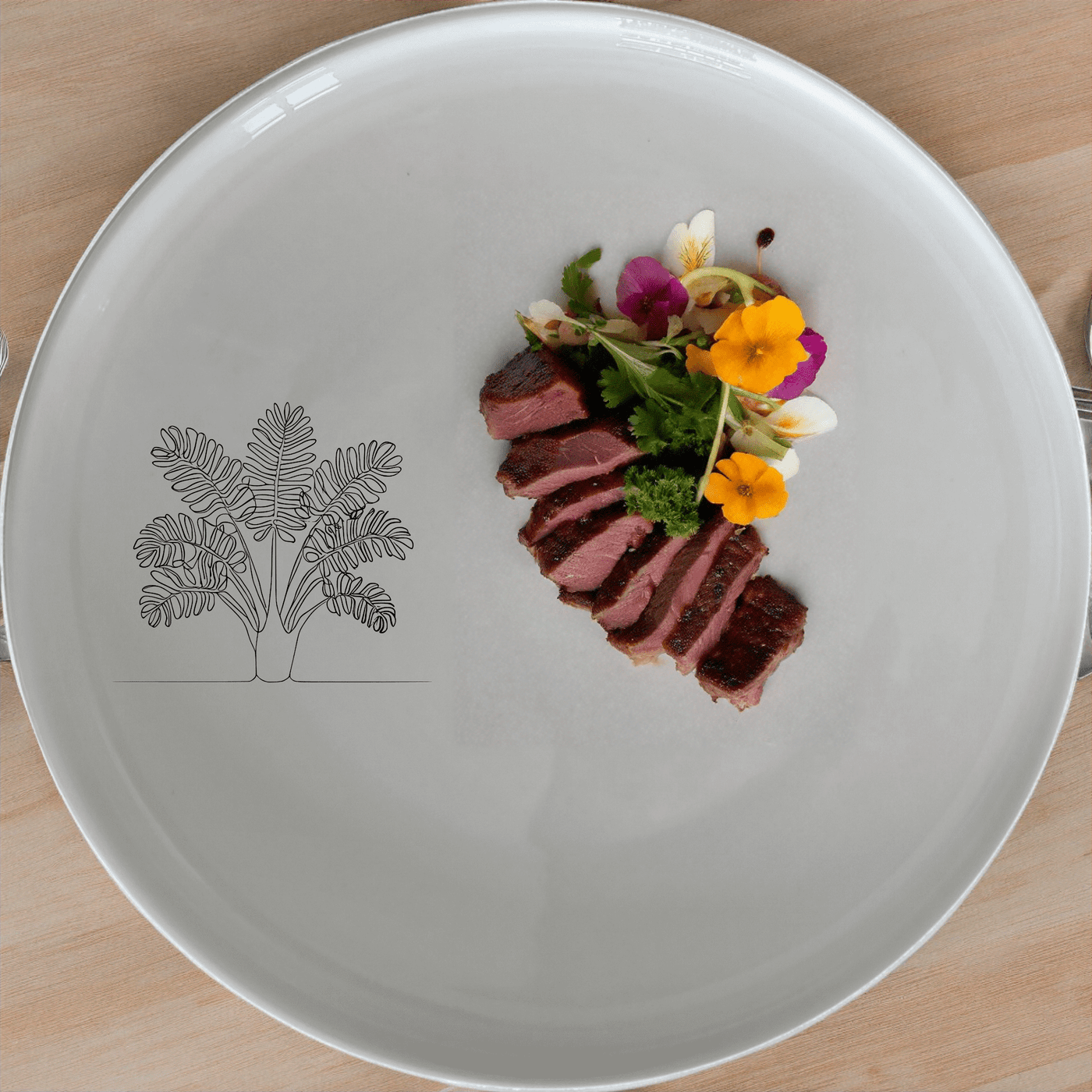 Maximalism Cycads Dinner Plate Set of 4 offers a striking botanical design perfect for modern dining settings.