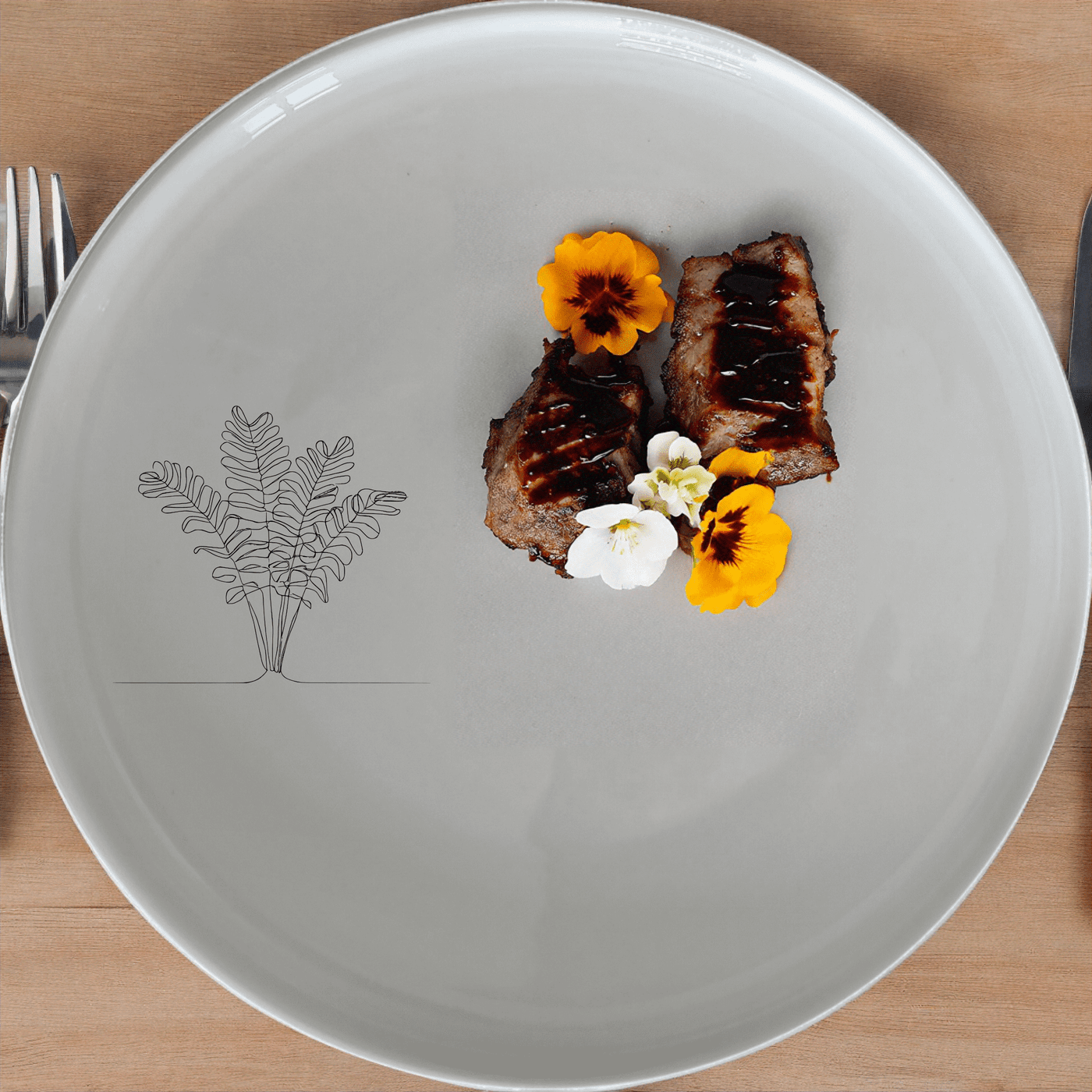 The Maximalism Cycads Dinner Plate Set of 4 adds a touch of modern elegance to your dining table with its sleek design and botanical motif.