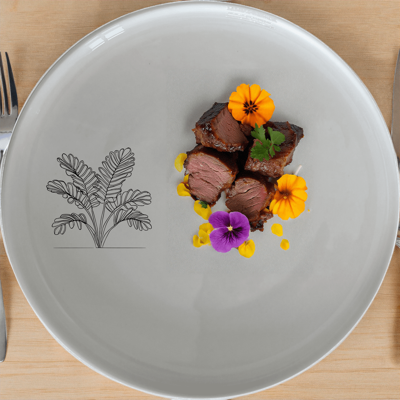 Maximalism Cycads Dinner Plate Set of 4 features a striking botanical design perfect for modern dining.