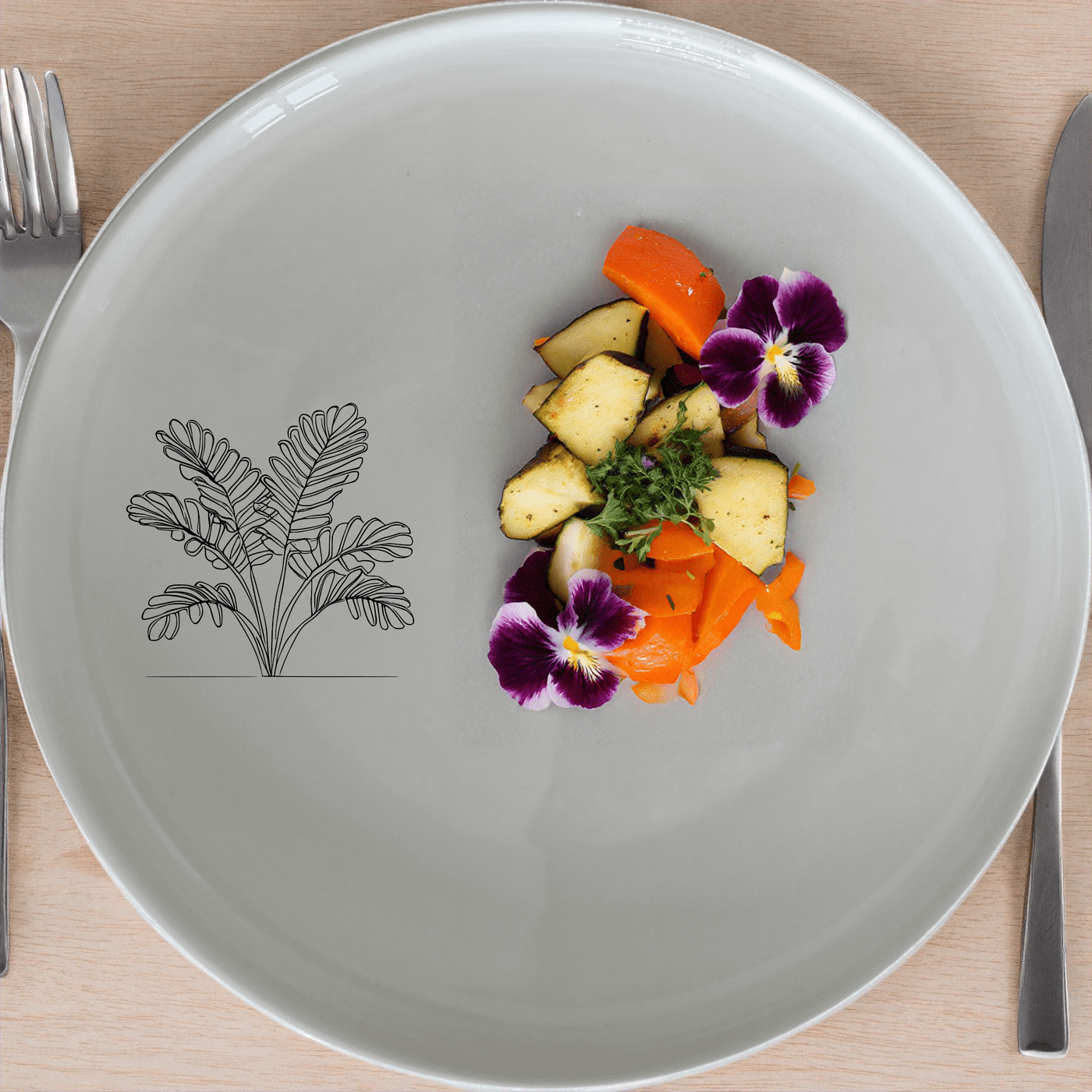 Maximalism Cycads Side Plate Set of 4 adds a touch of modern elegance to your dining table with its sleek design and abstract botanical motif.