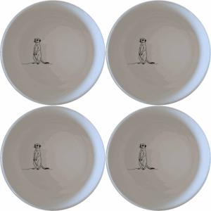 Meerkat Standing Hind Legs Bowl Set of 4 adds a whimsical touch to your dining experience with charming animal illustrations.
