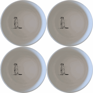 The Meerkat Standing Hind Legs Bowl Set of 4 adds a whimsical touch to your table setting with its charming design.