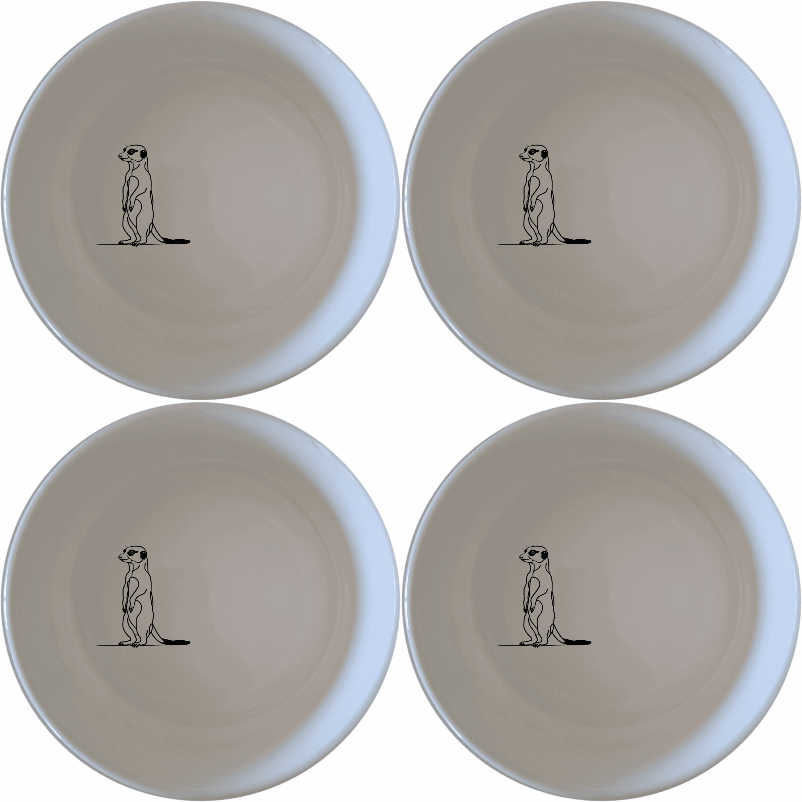 The Meerkat Standing Hind Legs Bowl Set of 4 adds a whimsical touch to your table setting with its charming design.