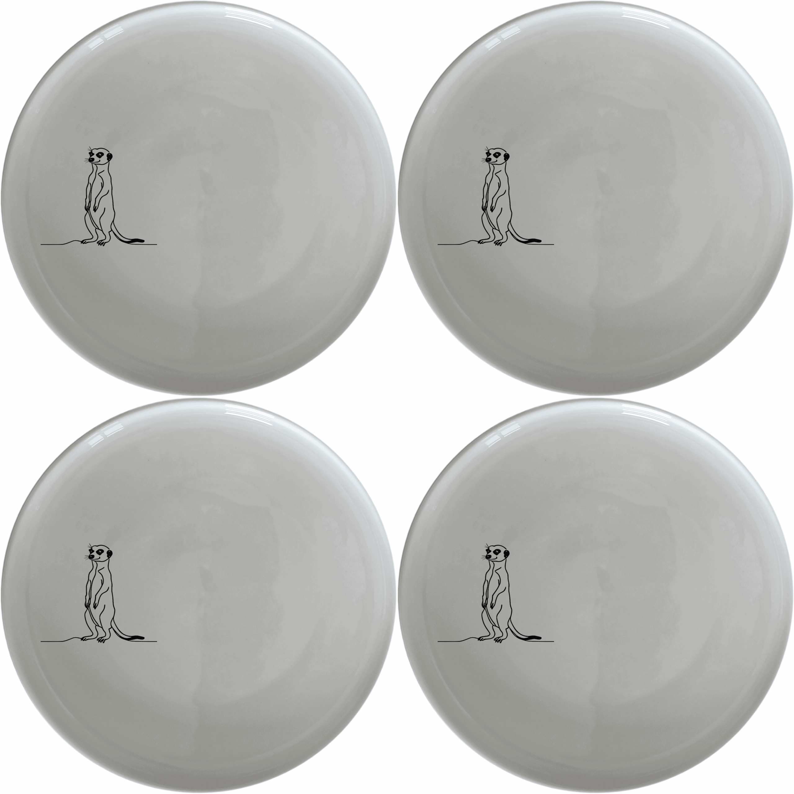Meerkat Standing Dinner Plate Set of 4 is a charming addition to any dinnerware collection, featuring a minimalist design that adds a touch of whimsy to your table setting.