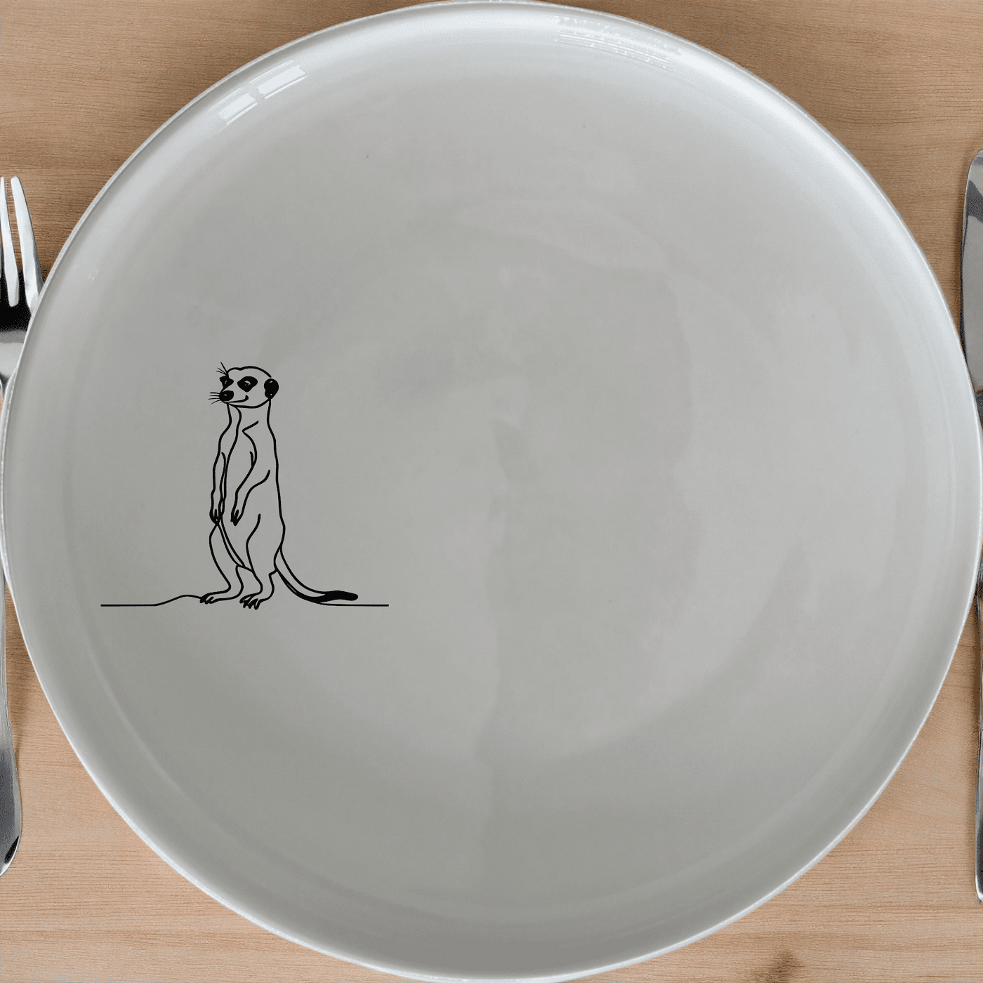 Meerkat Standing Dinner Plate Set of 4 is a charming addition to any dinnerware collection, featuring a minimalist design that adds a touch of whimsy to your table setting.
