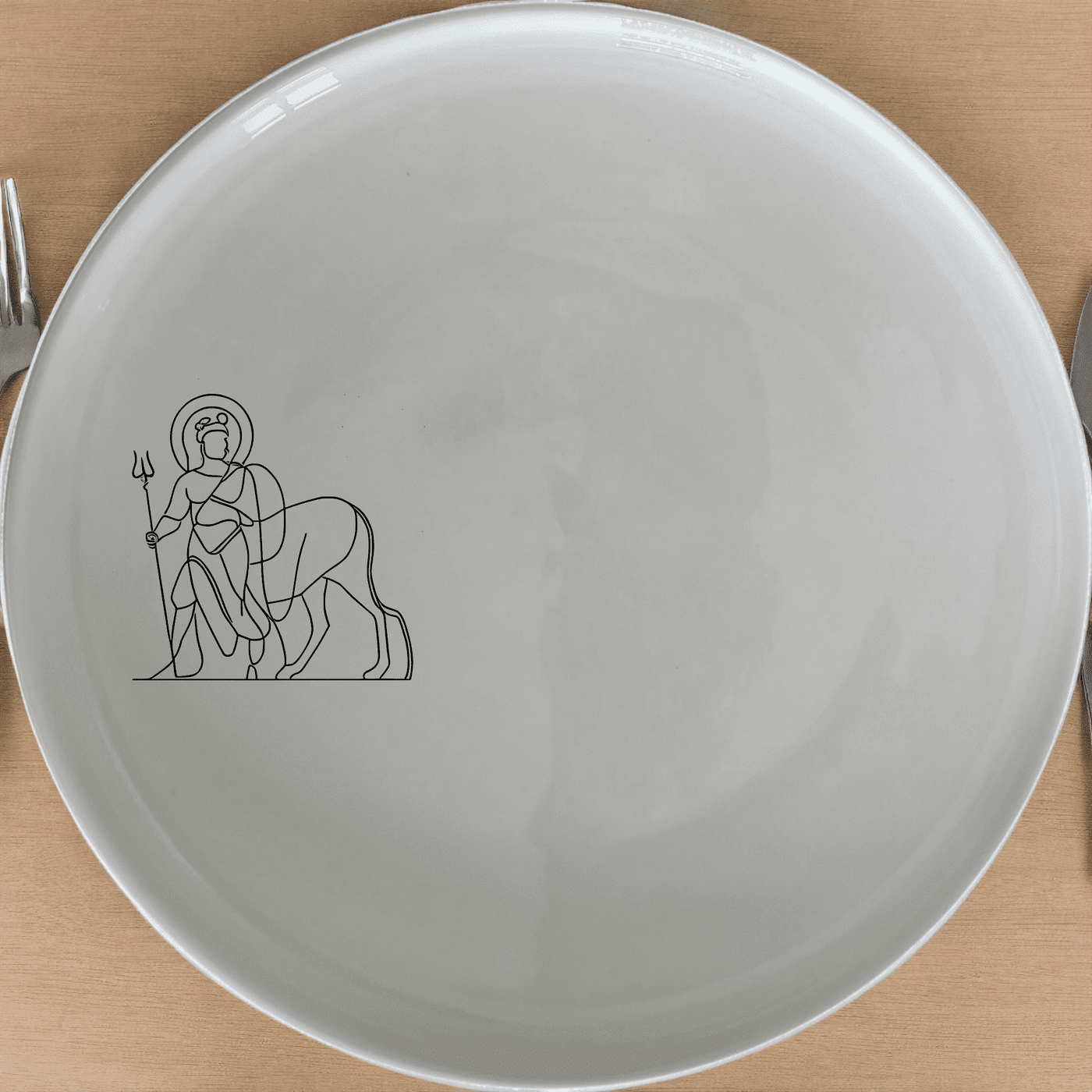 The Mythology Roman Gods Dinner Plate Set of 4 - Range 4 is a stunning collection of ceramic plates featuring intricate laser-etched designs inspired by ancient Roman mythology. Each plate showcases a unique mythological figure, making this set a perfect blend of art and functionality for any dining occasion.
