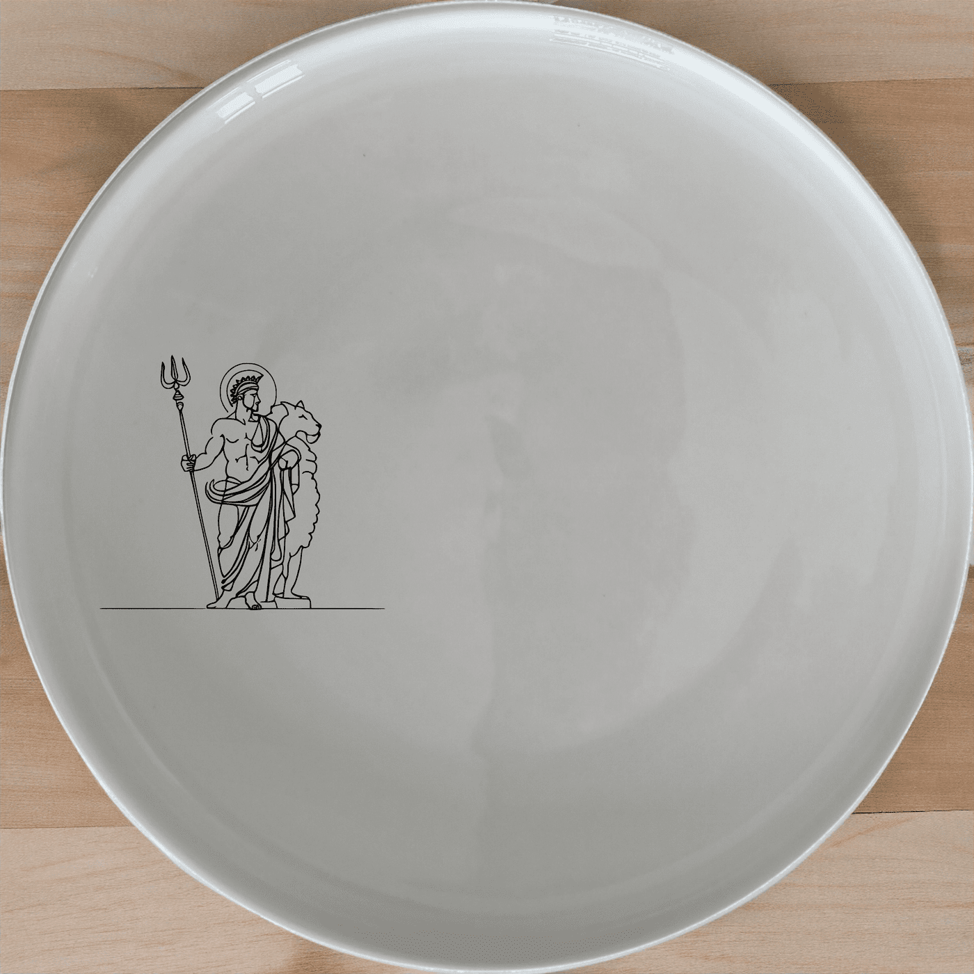Mythology Roman Gods Side Plate Set of 4 - Range 3 is a beautifully designed set of four white ceramic side plates featuring intricate laser-etched Roman mythology artwork. Perfect for adding a touch of classical elegance to your dining table.