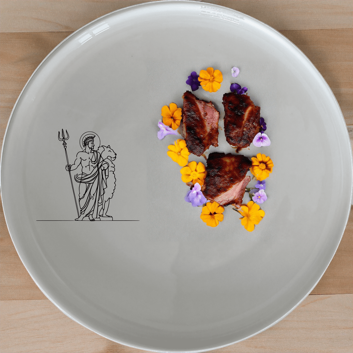 Mythology Roman Gods Side Plate Set of 4 - Range 3 is a beautifully designed set of four white ceramic side plates featuring intricate laser-etched Roman mythology artwork. Perfect for adding a touch of classical elegance to your dining table.