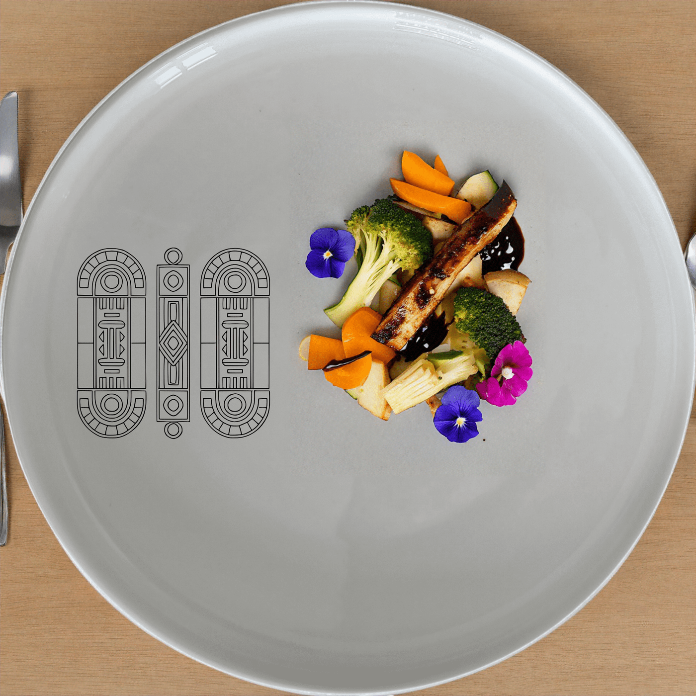 The Ndebele Pattern Design Dinner Plate Set of 4 features traditional African artistry for an elegant dining experience.