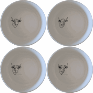 The Nguni Cattle Cow Head Bowl Set of 4 features a striking silhouette design, perfect for modern and rustic home decor.