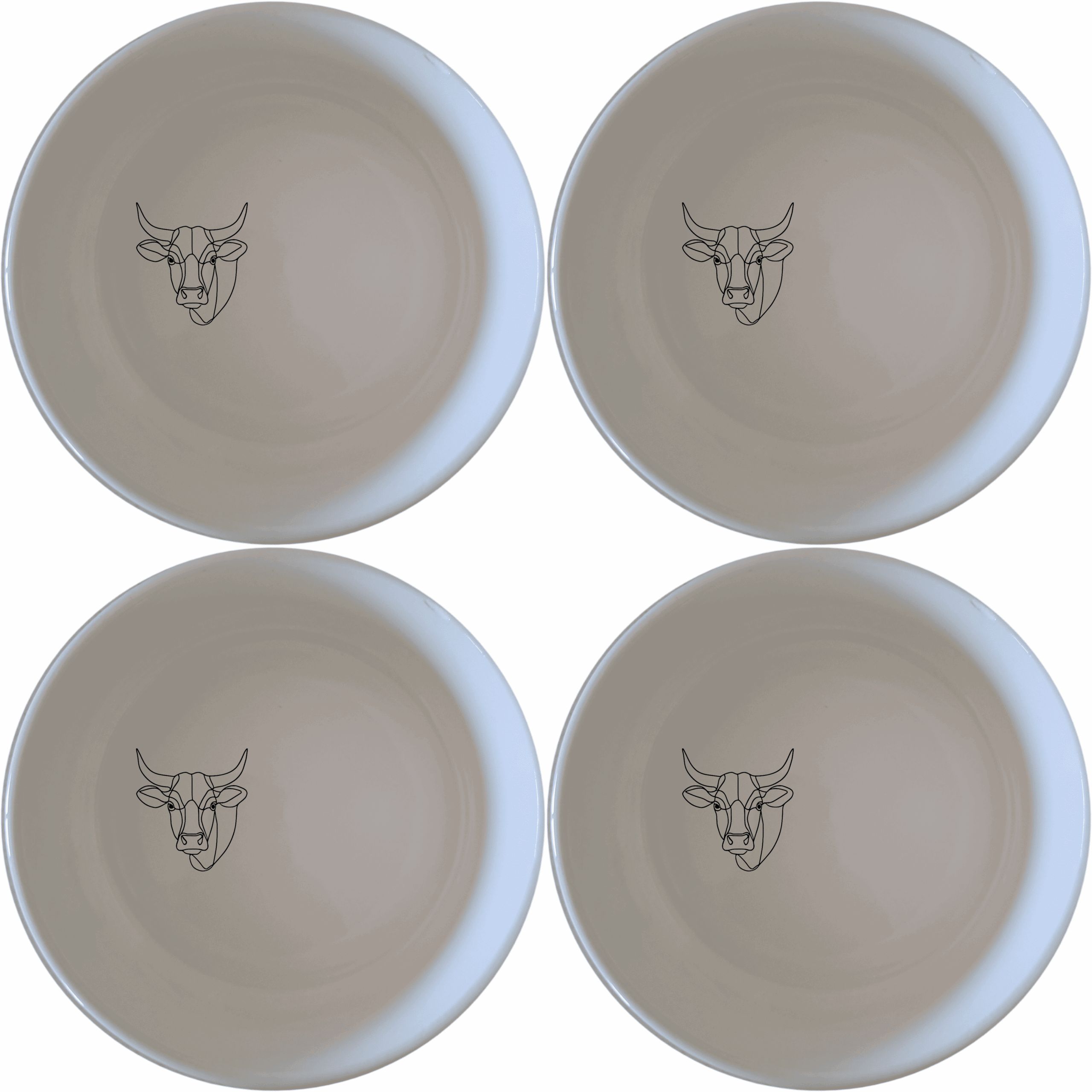 The Nguni Cattle Cow Head Bowl Set of 4 adds a unique touch to your dining experience with its distinctive design and high-quality ceramic construction.