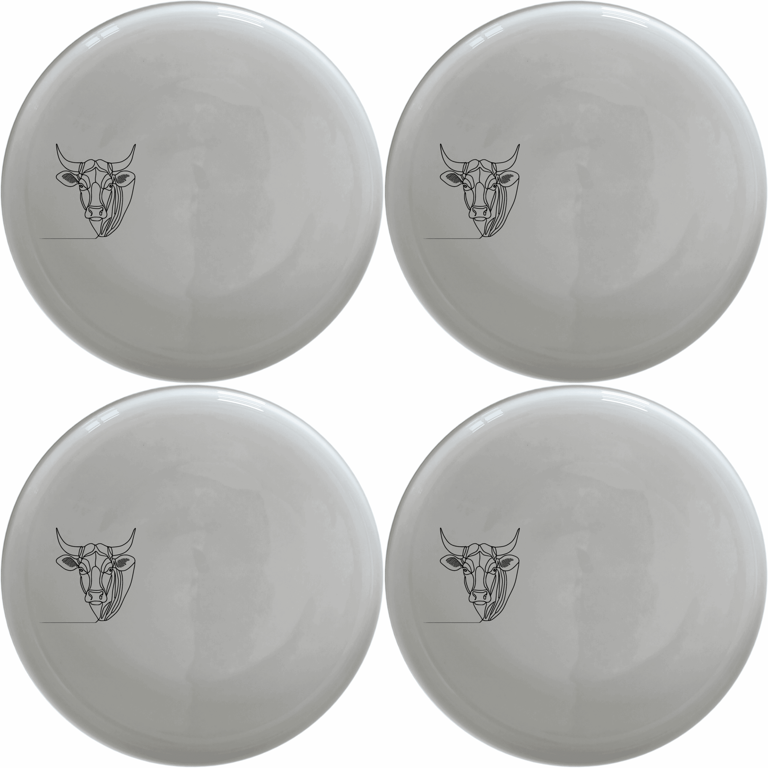 The Nguni Cattle Cow Dinner Plate Set of 4 features a striking silhouette design, perfect for modern and rustic dining settings.