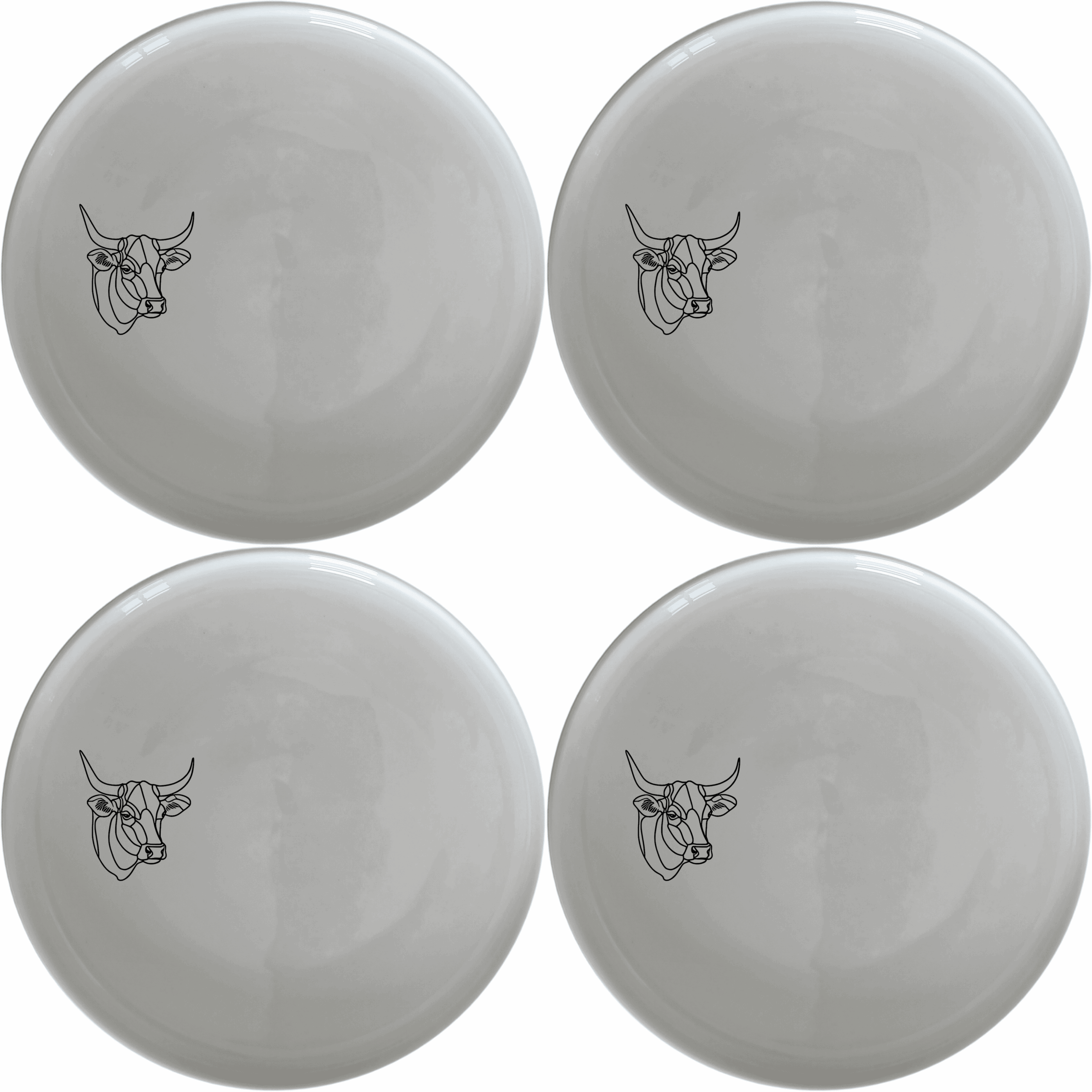 The Nguni Cattle Cow Dinner Plate Set of 4 features a striking silhouette design, perfect for modern and rustic dining settings.
