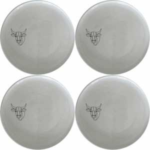 The Nguni Cattle Cow Head Side Plate Set of 4 features a striking silhouette design, perfect for modern and rustic home decors.