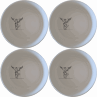 Nike Of Samothrace Bowl Set of 4 - Range 3 is a stunning collection of four white ceramic bowls featuring an elegant Nike of Samothrace design, perfect for any dining occasion.