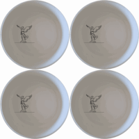 The Nike Of Samothrace Bowl Set of 4 - Range 4 is a stunning collection of ceramic bowls featuring an iconic design, perfect for any dining occasion.