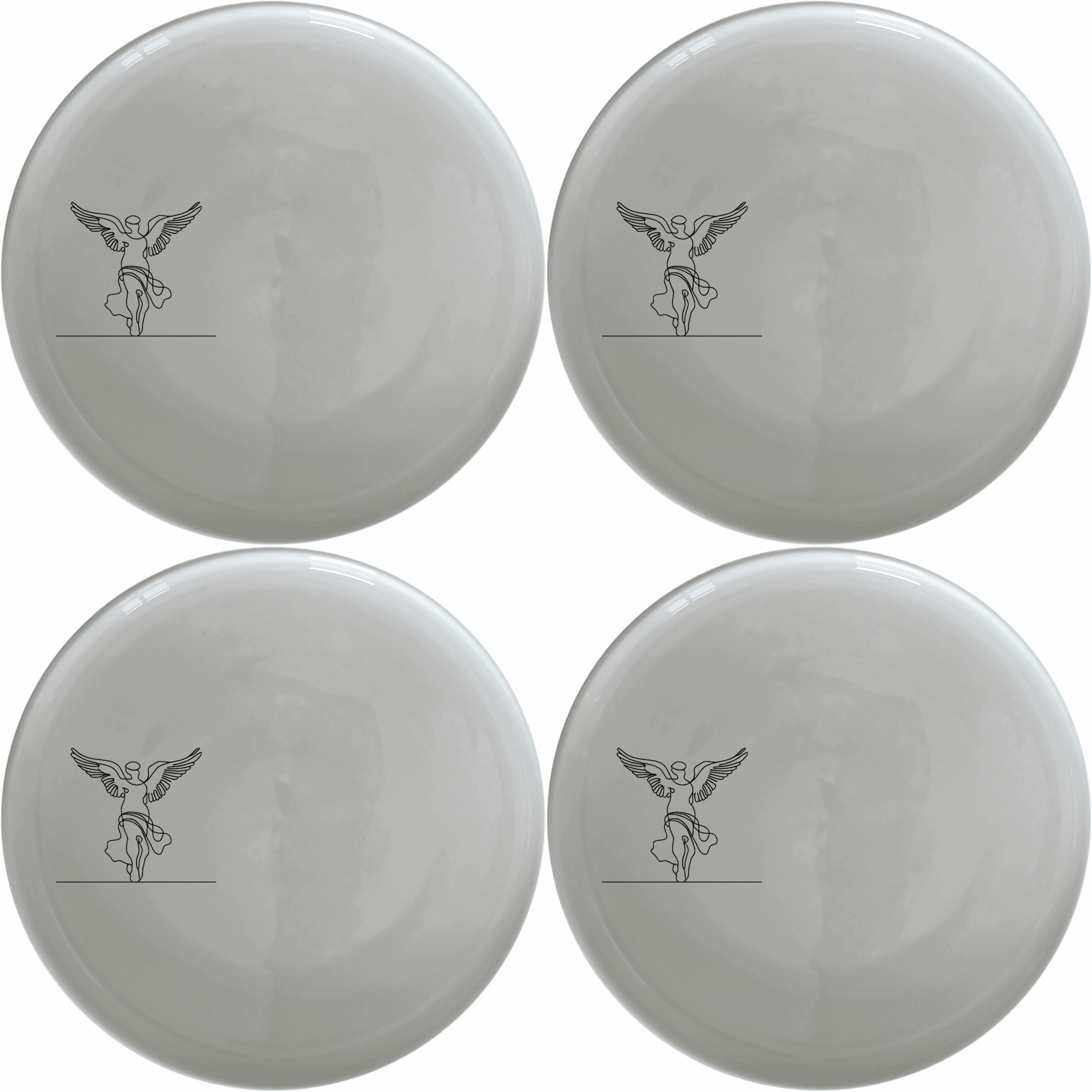 Samothrace Angel Side Plate Set of 4 - Range 1 is a stunning collection of four elegant side plates, each featuring a unique angel design.