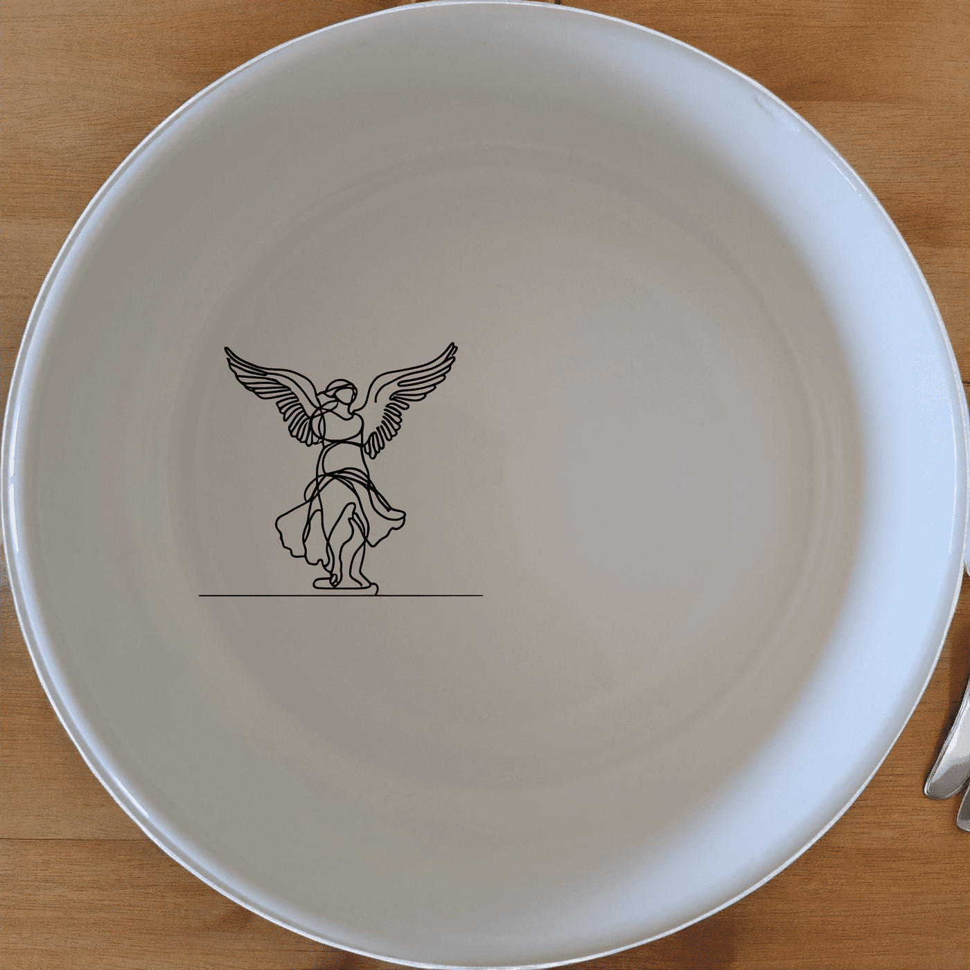 Nike Of Samothrace Bowl Set of 4 - Range 2 is a stunning collection of four ceramic bowls, each featuring an elegant laser-etched design of the iconic Nike of Samothrace statue. Perfect for both everyday use and special occasions.