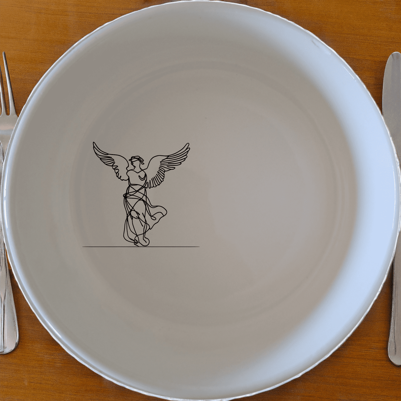 Nike Of Samothrace Bowl Set of 4 - Range 3 is a stunning collection of four white ceramic bowls featuring an elegant Nike of Samothrace design, perfect for any dining occasion.