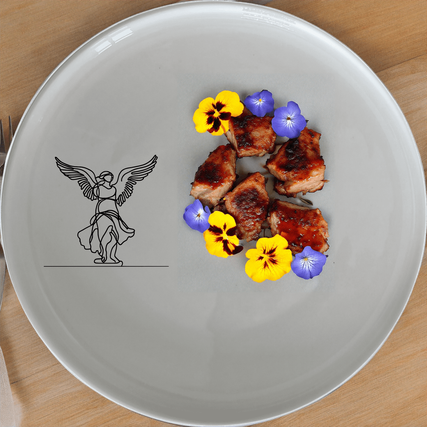 Samothrace Angel Dinner Plate Set of 4 - Range 2 is a stunning collection of elegant dinner plates featuring a timeless design.