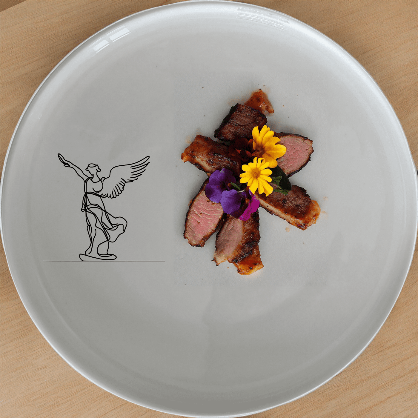 The Samothrace Angel Dinner Plate Set of 4 features an elegant design perfect for any dining occasion.