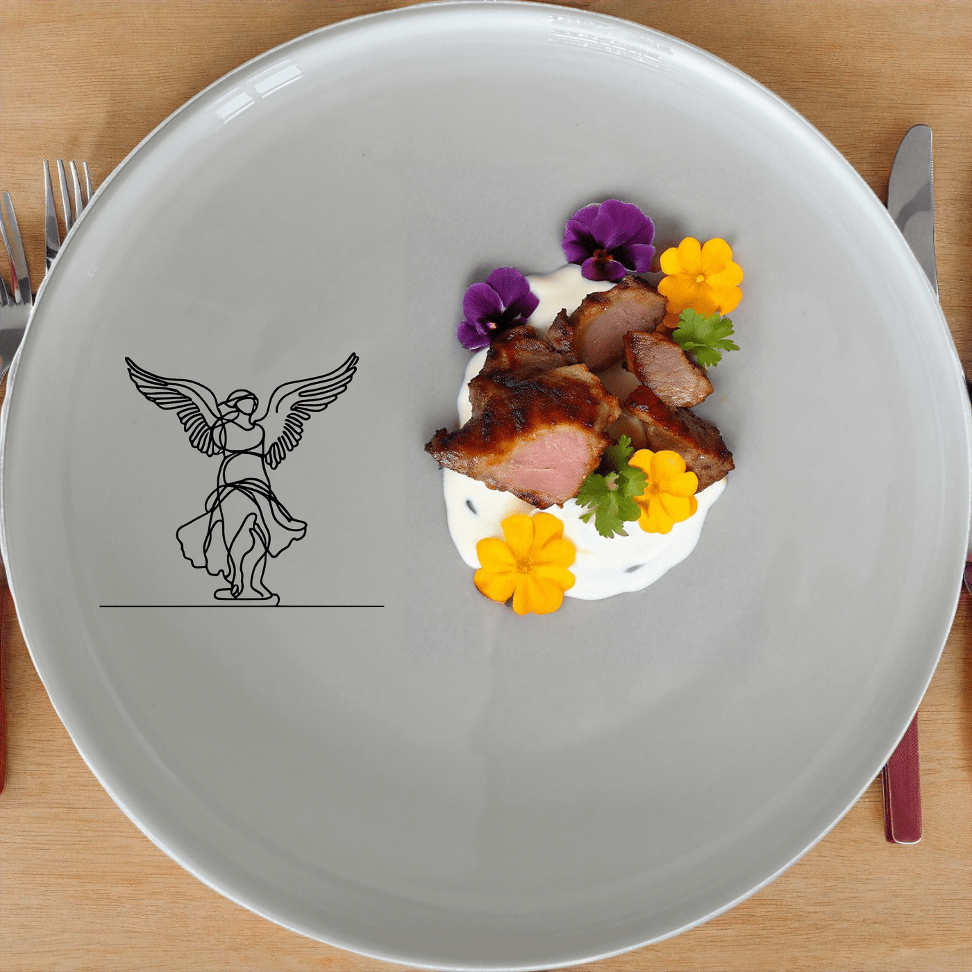 Nike Of Samothrace Side Plate Set of 4 - Range 2 is a stunning collection of four 21cm white ceramic side plates featuring an elegant laser-etched design of the iconic Nike of Samothrace statue. Perfect for modern dining, these plates are dishwasher and microwave safe, making them both beautiful and practical for everyday use.