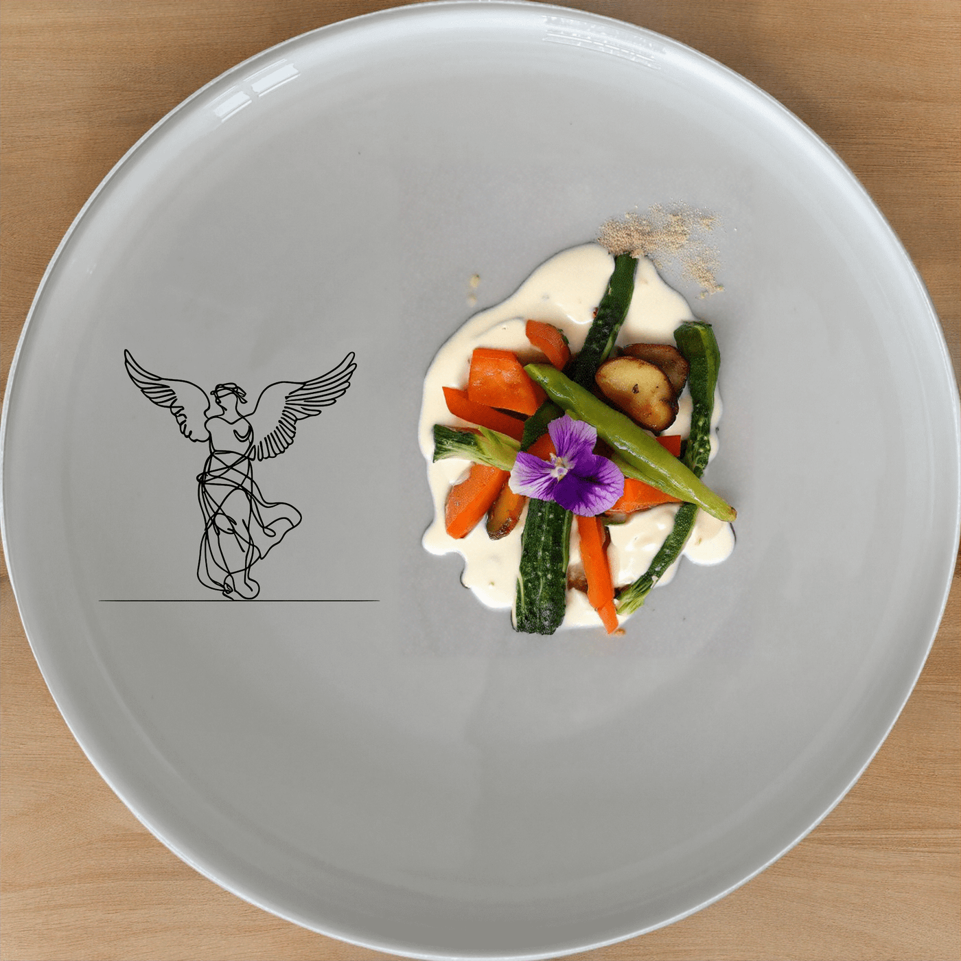 Samothrace Angel Side Plate Set of 4 - Range 1 is a stunning addition to any dining table, featuring intricate laser-etched designs.