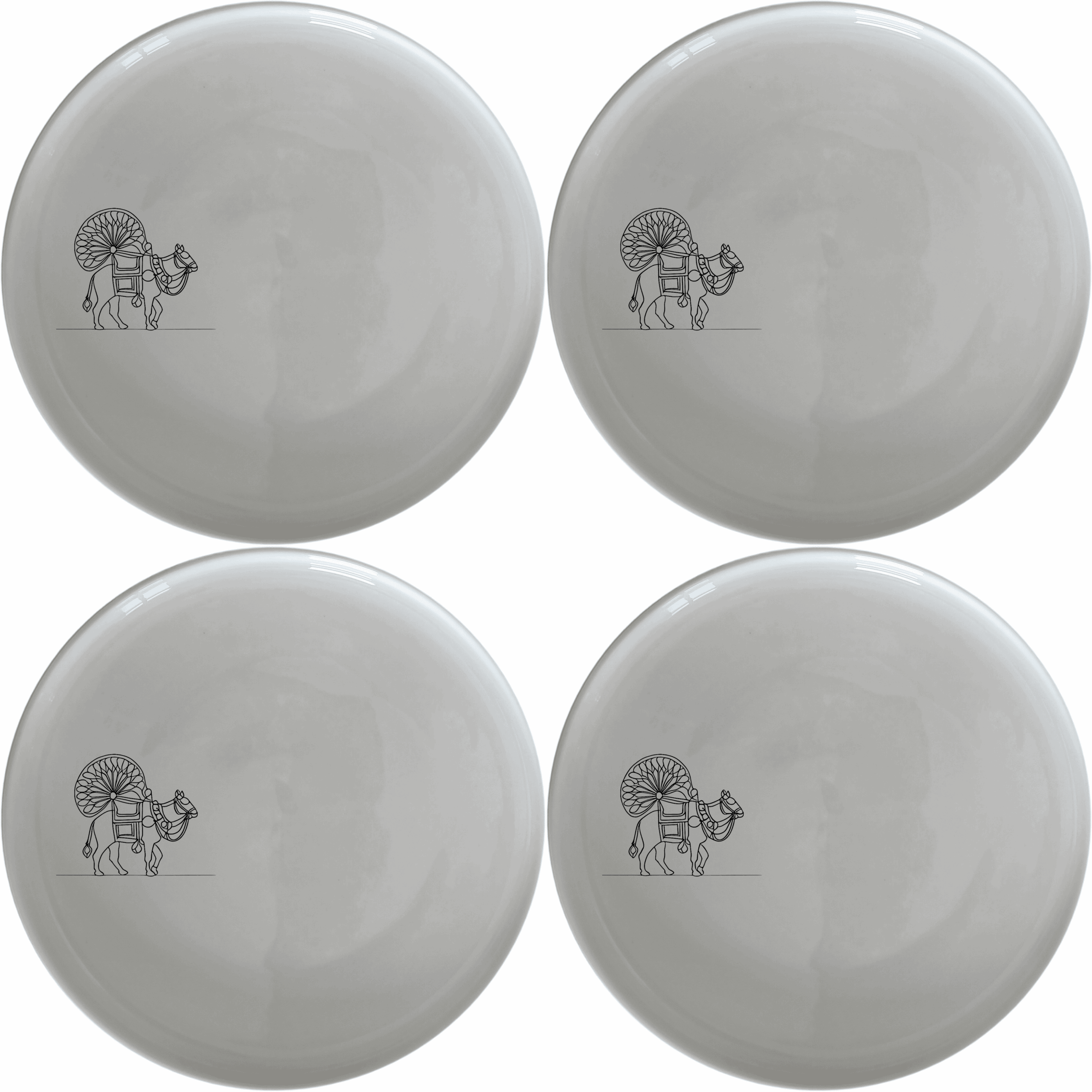 North Indian Cultural Imagery Side Plate Set of 4 features intricate cultural designs perfect for any dining table.