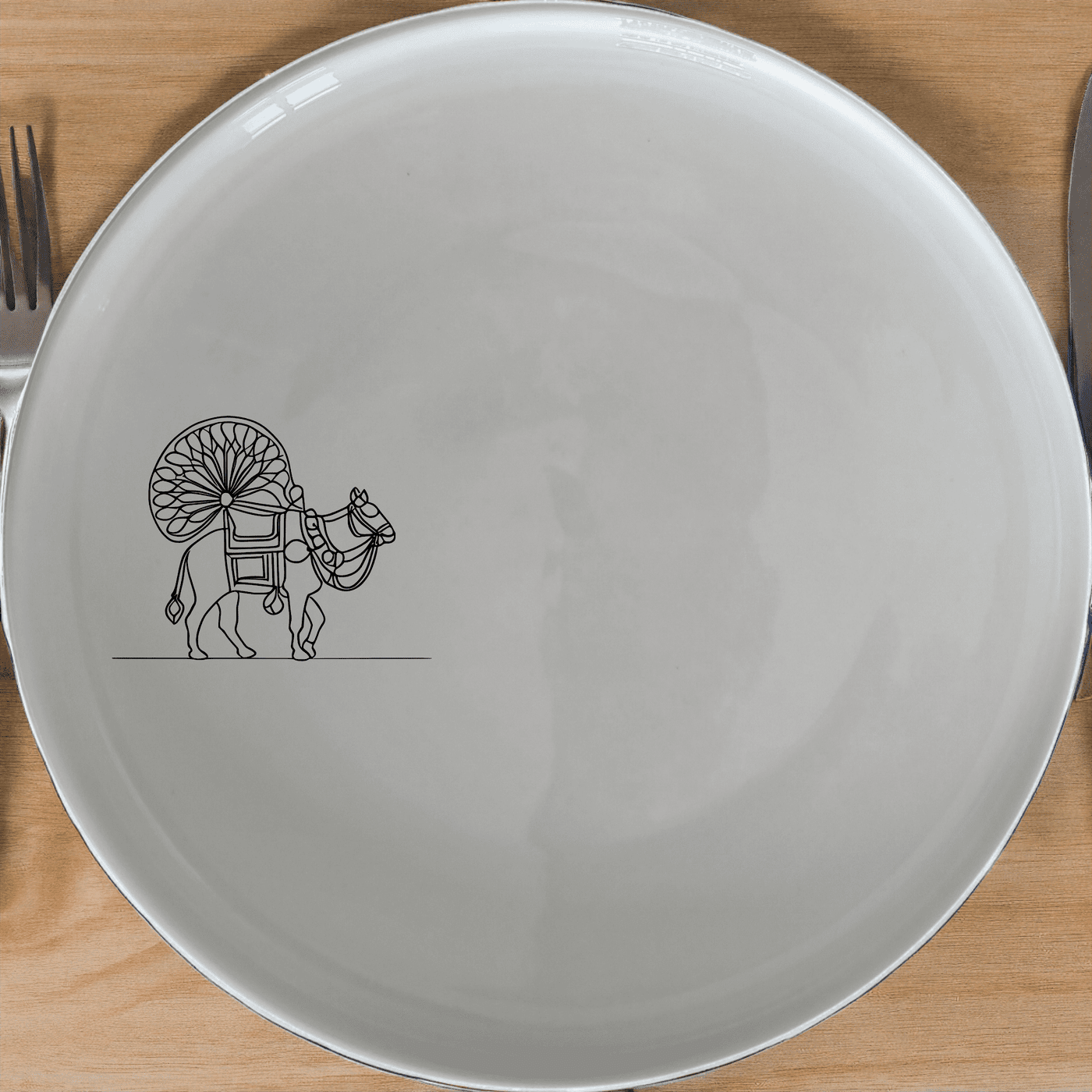 North Indian Cultural Imagery Dinner Plate Set of 4 features intricate cultural designs perfect for any dining occasion.