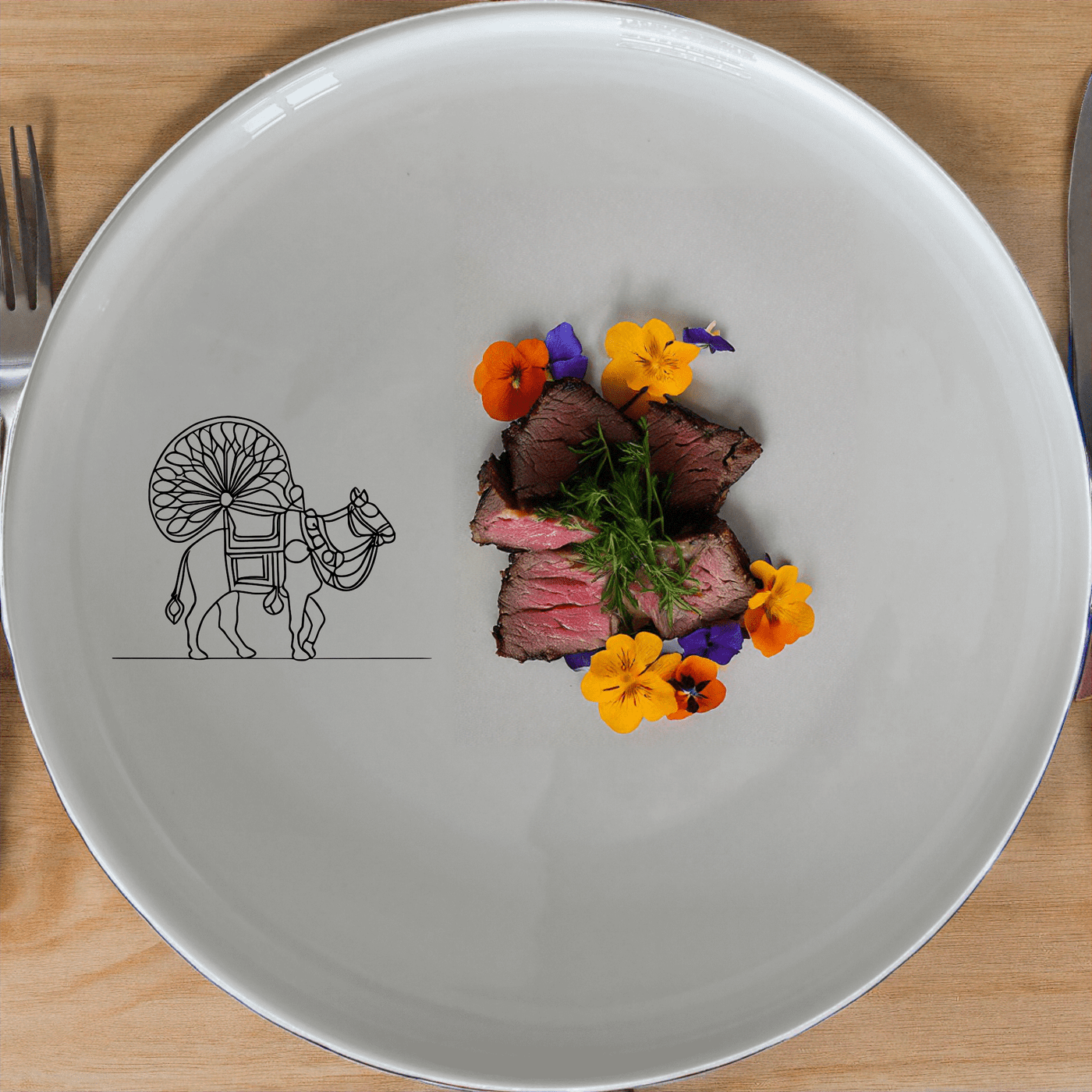 North Indian Cultural Imagery Dinner Plate Set of 4 features intricate cultural designs perfect for any dining occasion.