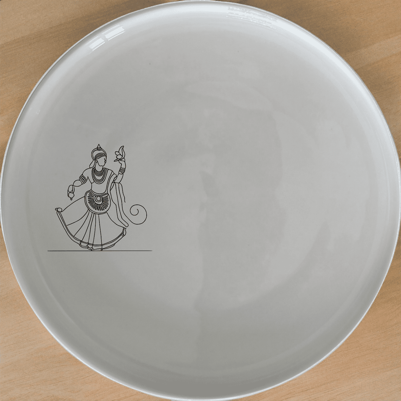 The North Indian Cultural Imagery Dinner Plate Set of 4 features traditional dance motifs, perfect for adding cultural flair to your dining experience.