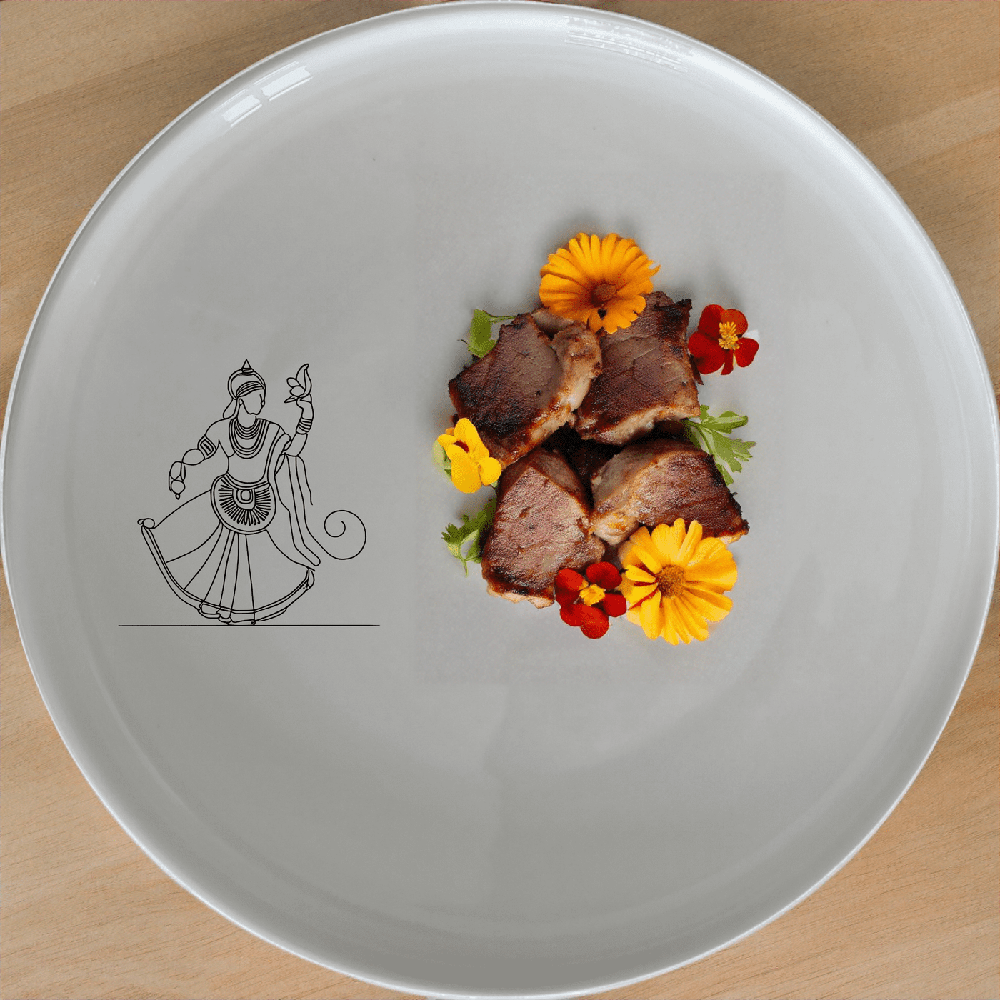 The North Indian Cultural Imagery Dinner Plate Set of 4 features traditional dance motifs, perfect for adding cultural flair to your dining experience.