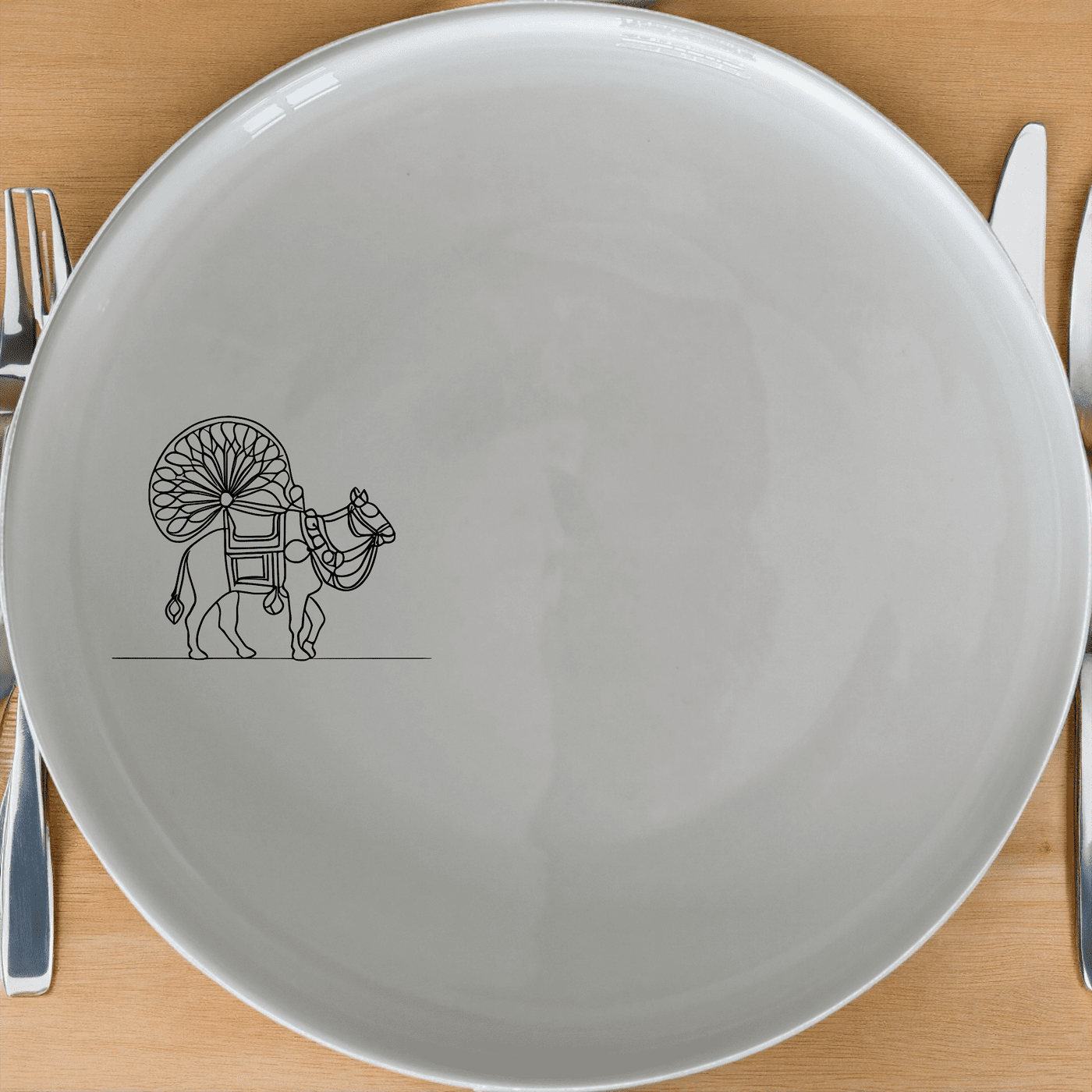 North Indian Cultural Imagery Side Plate Set of 4 features intricate cultural designs perfect for any dining table.