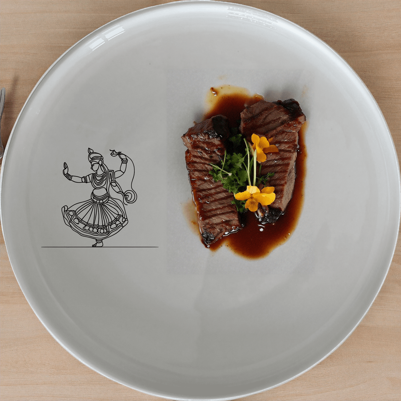 North Indian Cultural Imagery Side Plate Set of 4 brings traditional artistry to your table with intricate dance motifs.