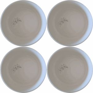 The Orchid Stems Bowl Set of 4 features delicate laser-etched orchid designs on white ceramic bowls, perfect for any dining occasion.