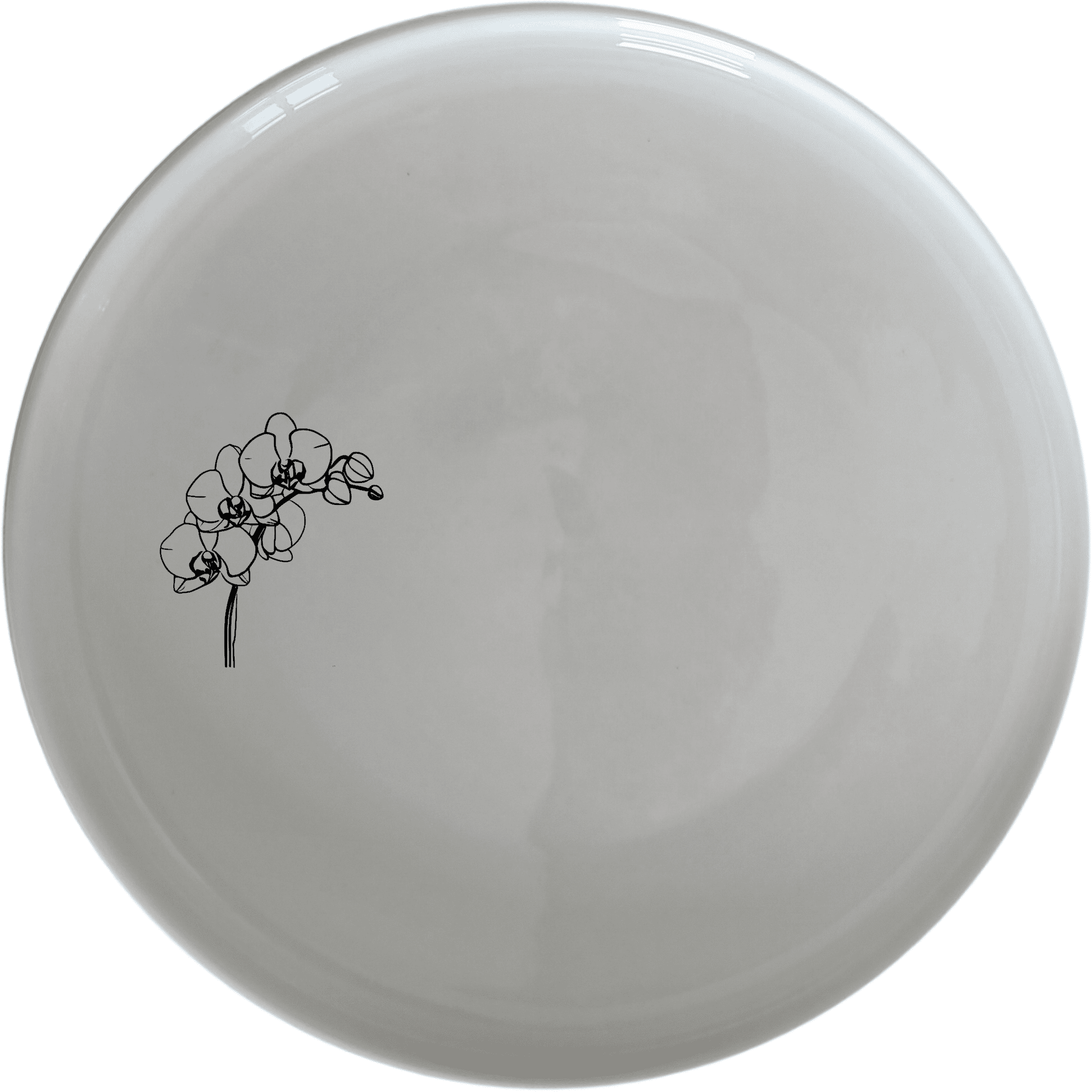 Orchid Stems Dinner Plate Set of 4 features delicate laser-etched designs on white ceramic plates, perfect for modern dining.