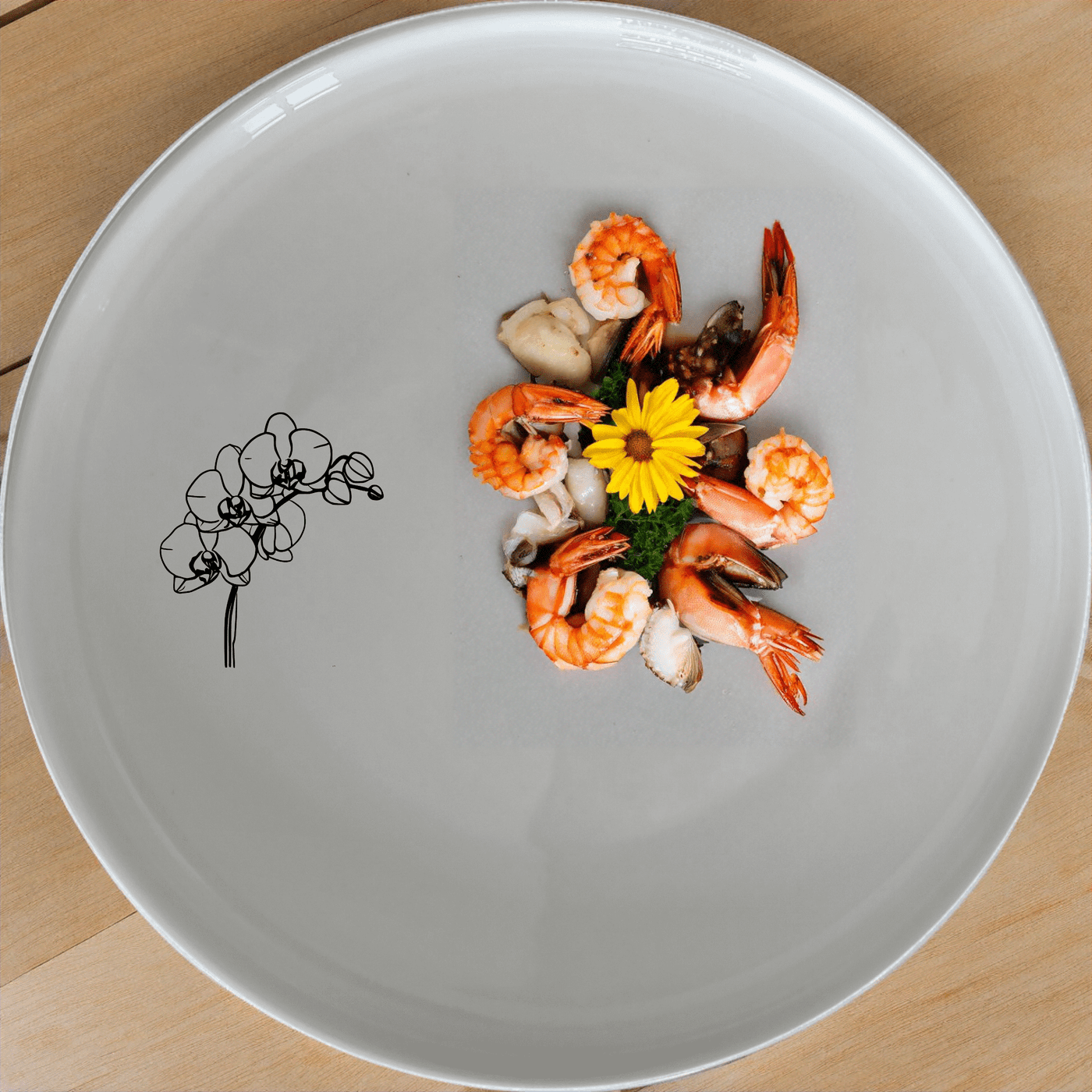 Orchid Stems Dinner Plate Set of 4 features delicate laser-etched designs on white ceramic plates, perfect for modern dining.