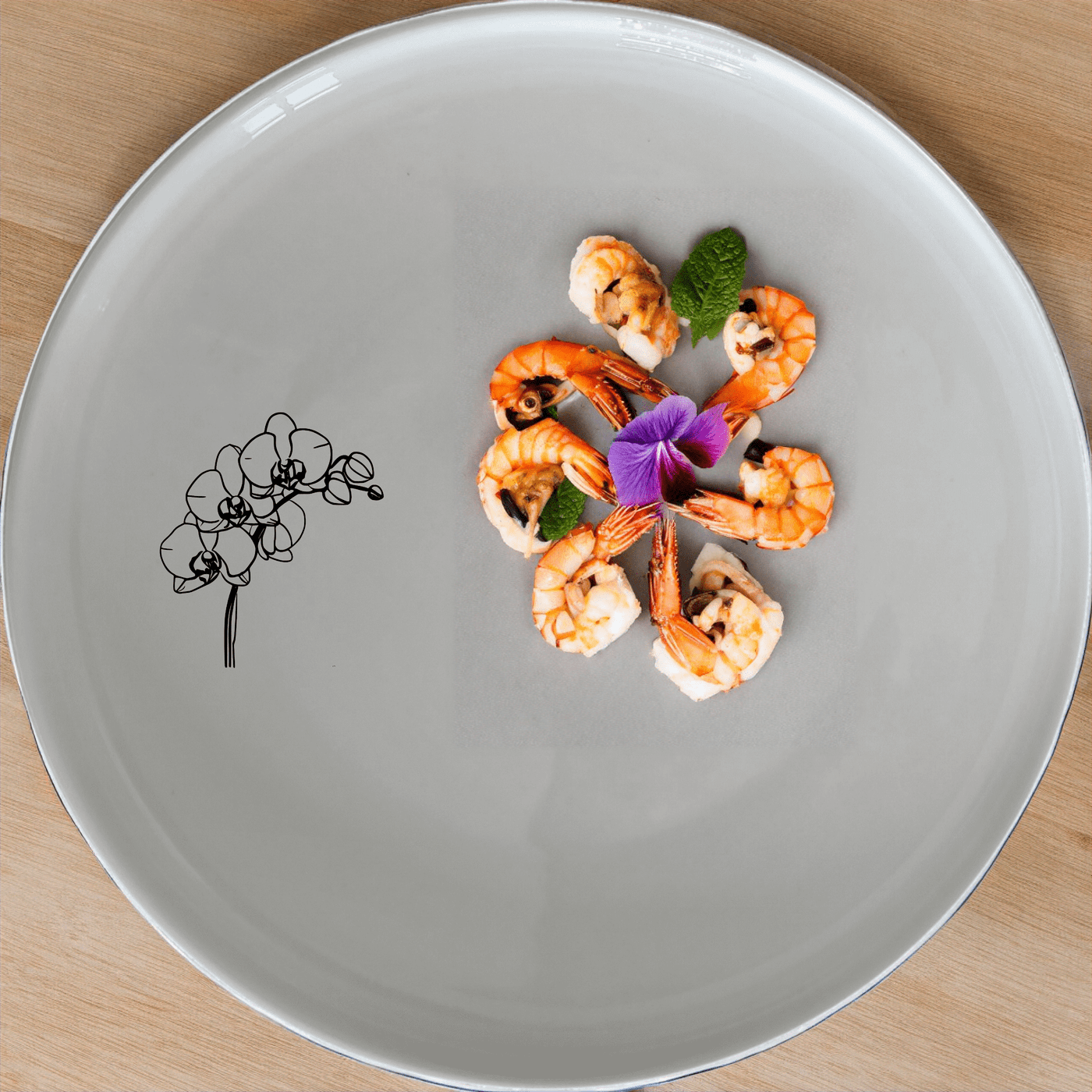 Orchid Stems Side Plate Set of 4 features delicate laser-etched designs on white ceramic plates, perfect for modern dining.