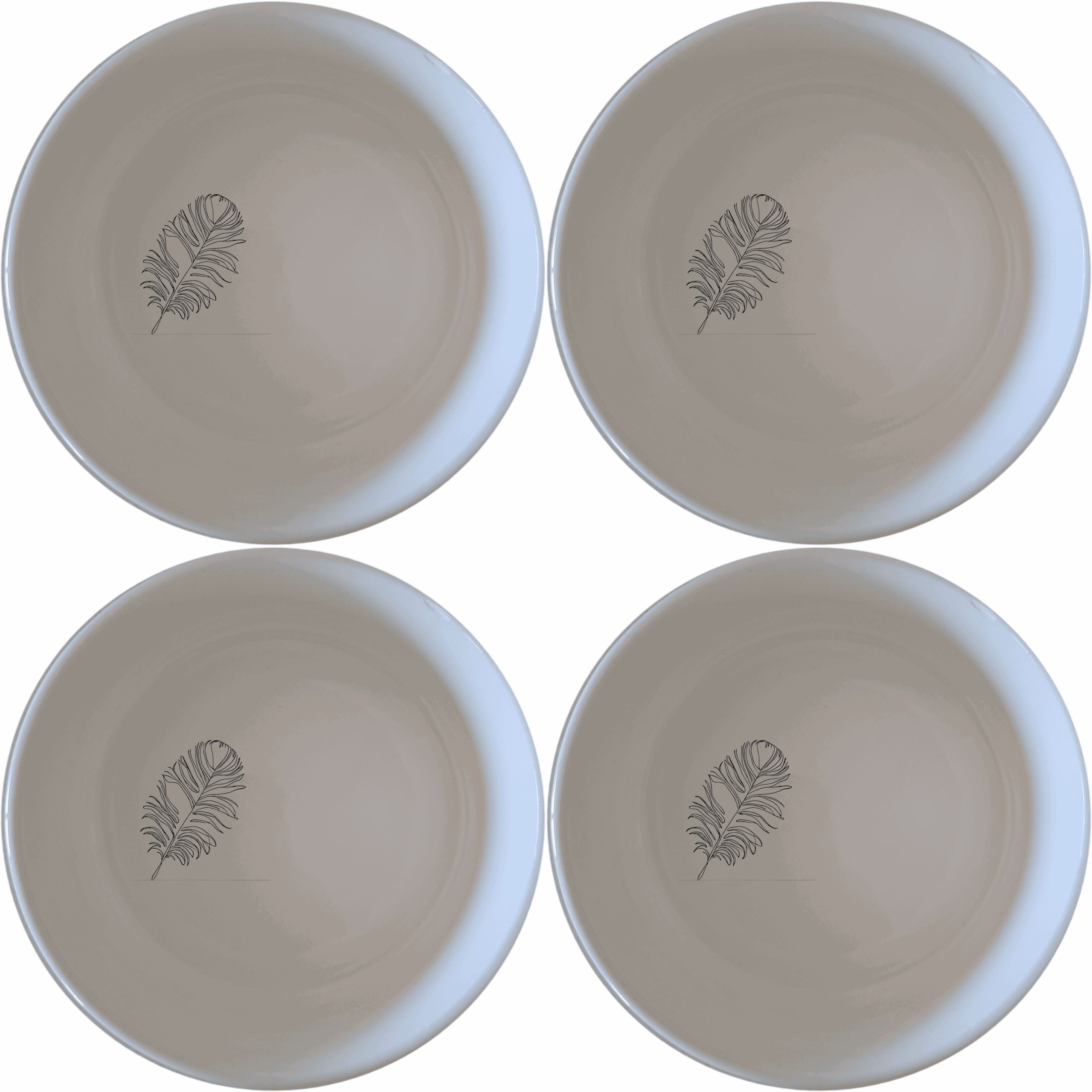 The Ostrich Feather Delicate Detailed Bowl Set of 4 features a subtle, elegant design perfect for any dining occasion.