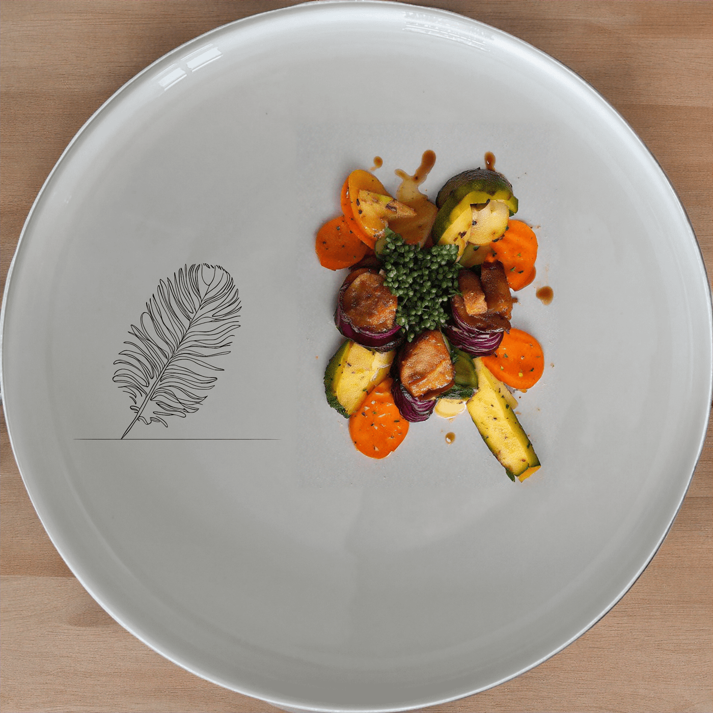 The Ostrich Feather Dinner Plate Set of 4 features a delicate and detailed ostrich feather design, perfect for adding a touch of sophistication to any dining table.