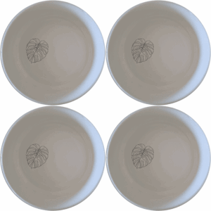 The Oversized Monstera Leaves Bowl Set of 4 brings a touch of nature to your dining table with its elegant design and versatile use.