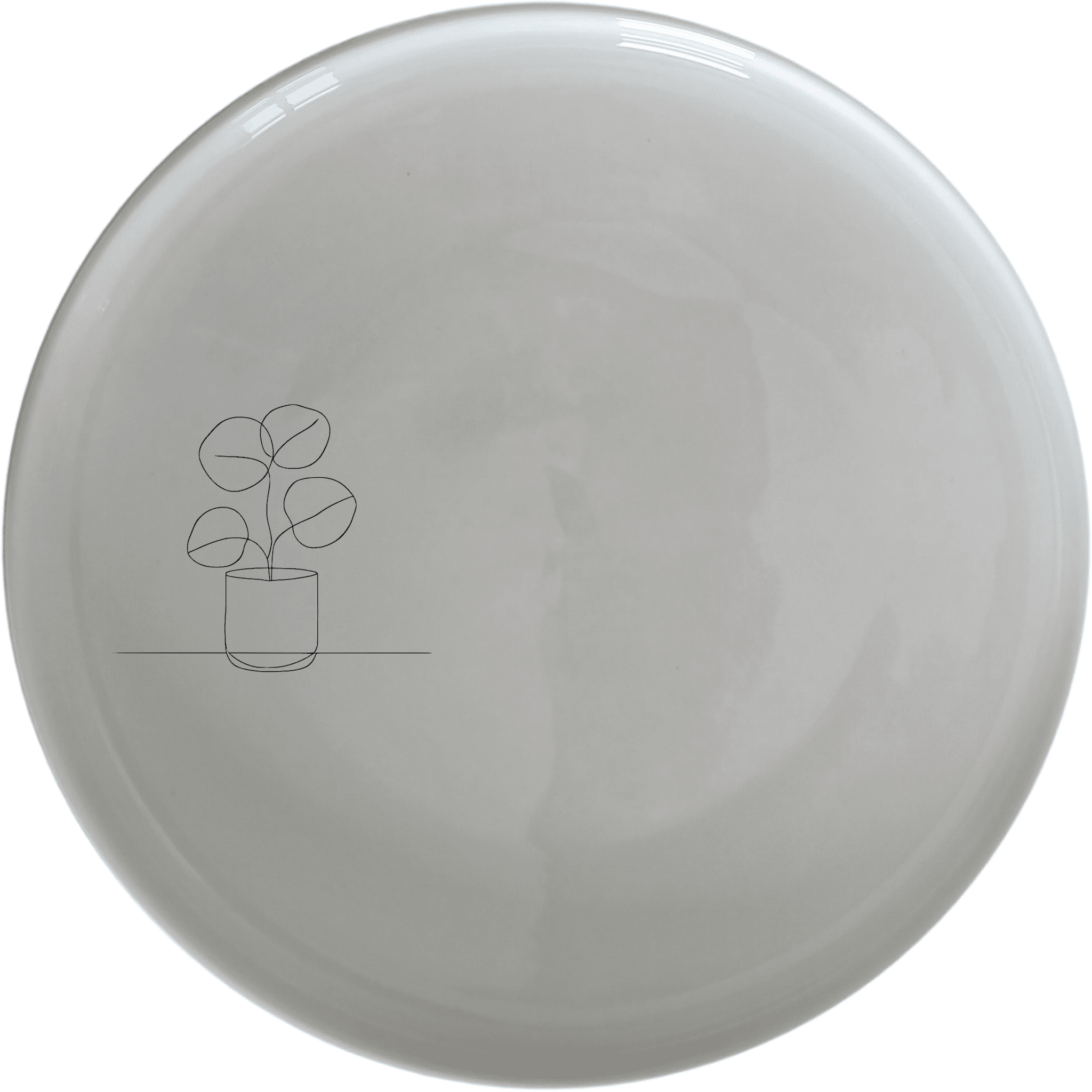 The Pilea Plant Dinner Plate Set of 4 features a minimalist design with a delicate plant illustration, perfect for modern dining settings.
