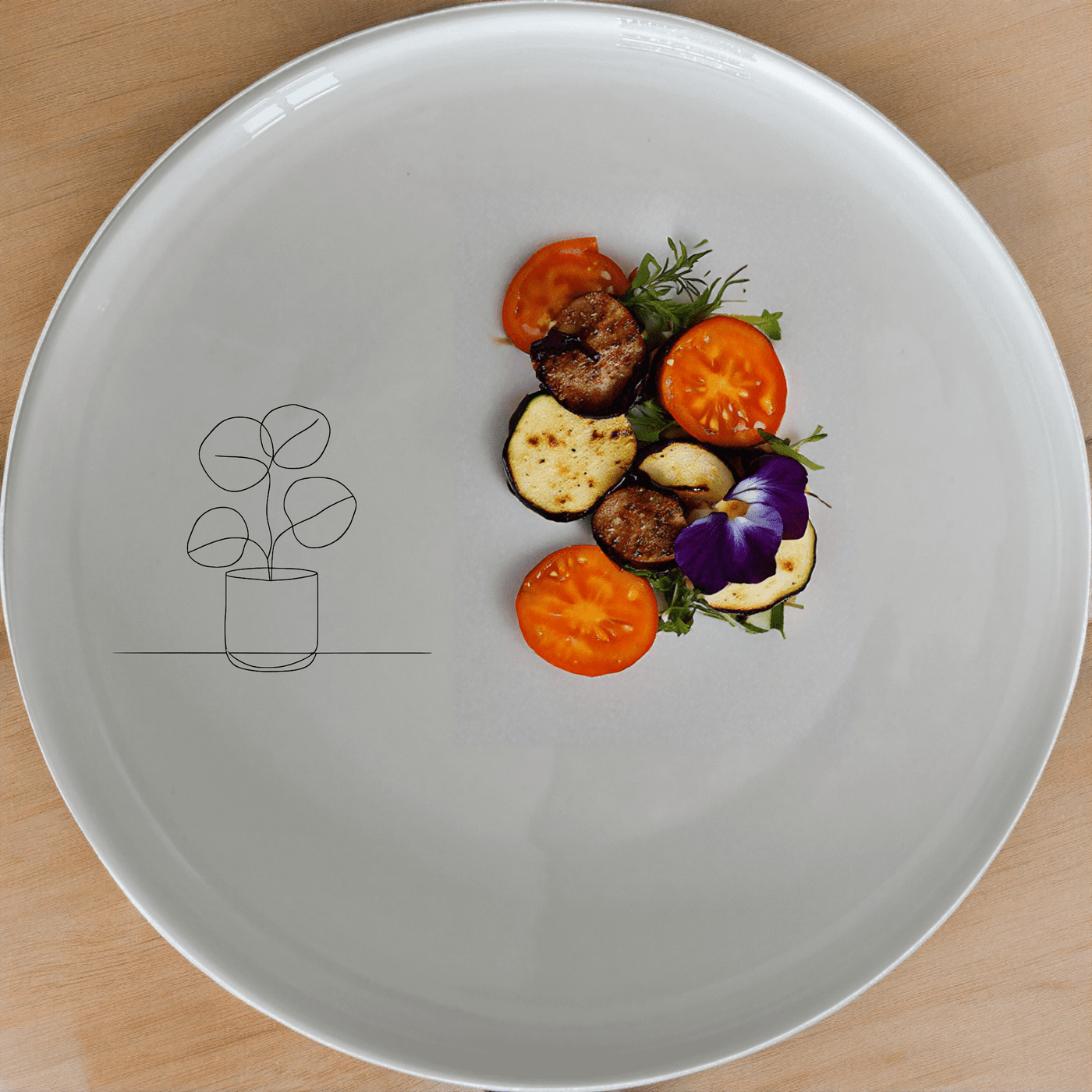 The Pilea Plant Side Plate Set of 4 adds a touch of nature to your dining table with its minimalist design and elegant plant illustration.