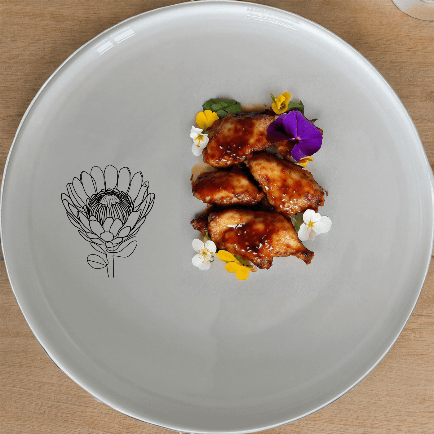 The Pincushion Protea Flower Dinner Plate Set of 4 features elegant botanical designs perfect for any dining occasion.