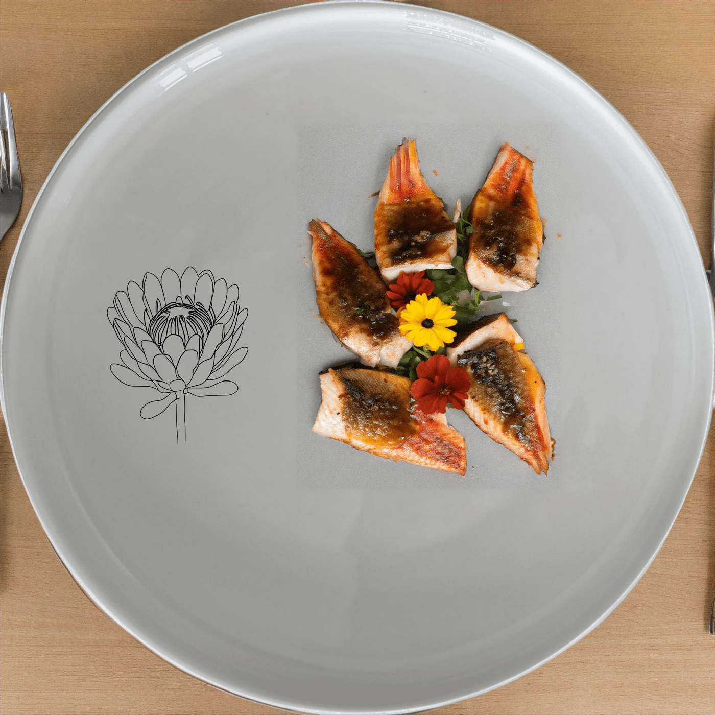 The Pincushion Protea Flower Dinner Plate Set of 4 features a delicate botanical design, perfect for elevating any dining experience.