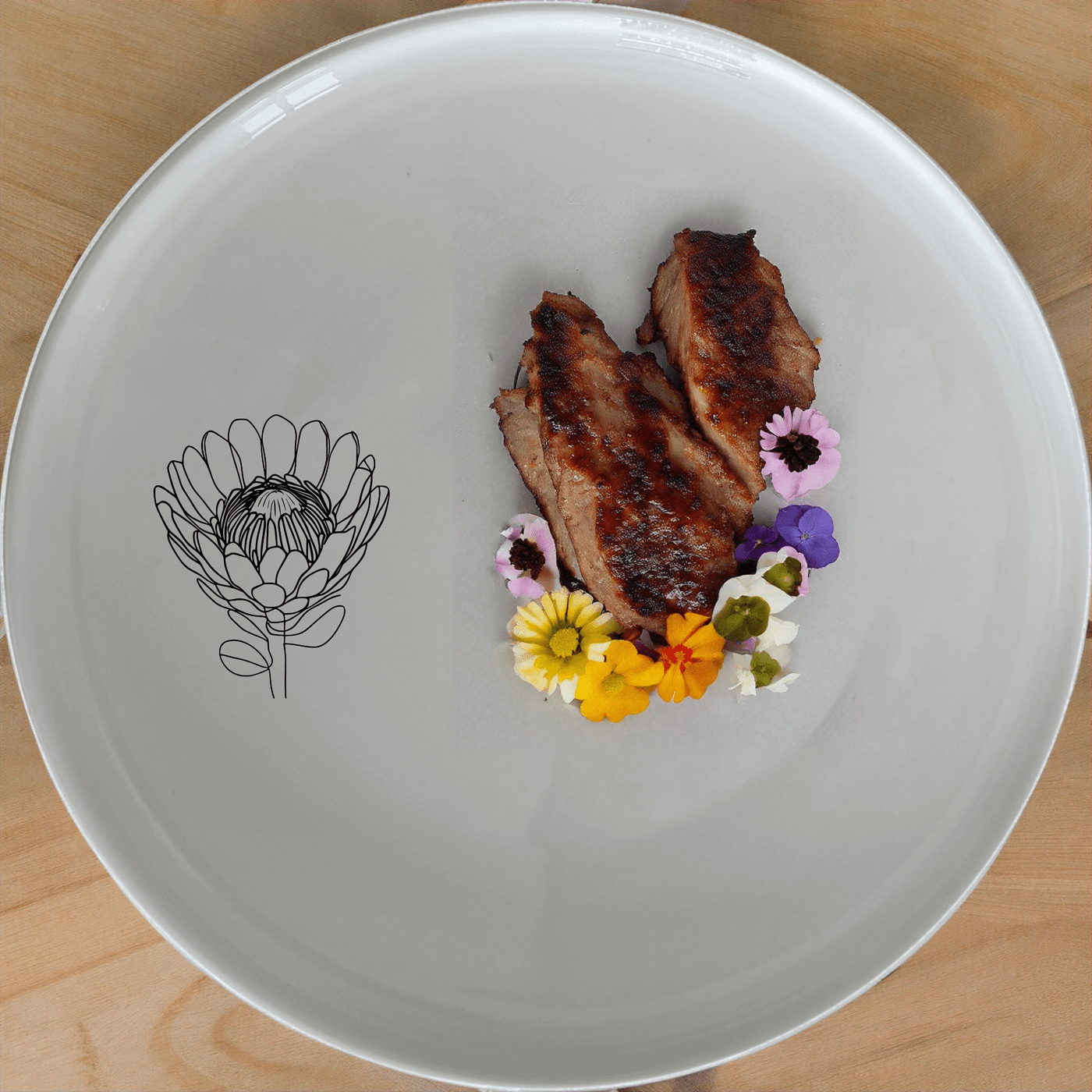 The Pincushion Protea Flower Side Plate Set of 4 adds a touch of nature to your dining table with its elegant floral design.