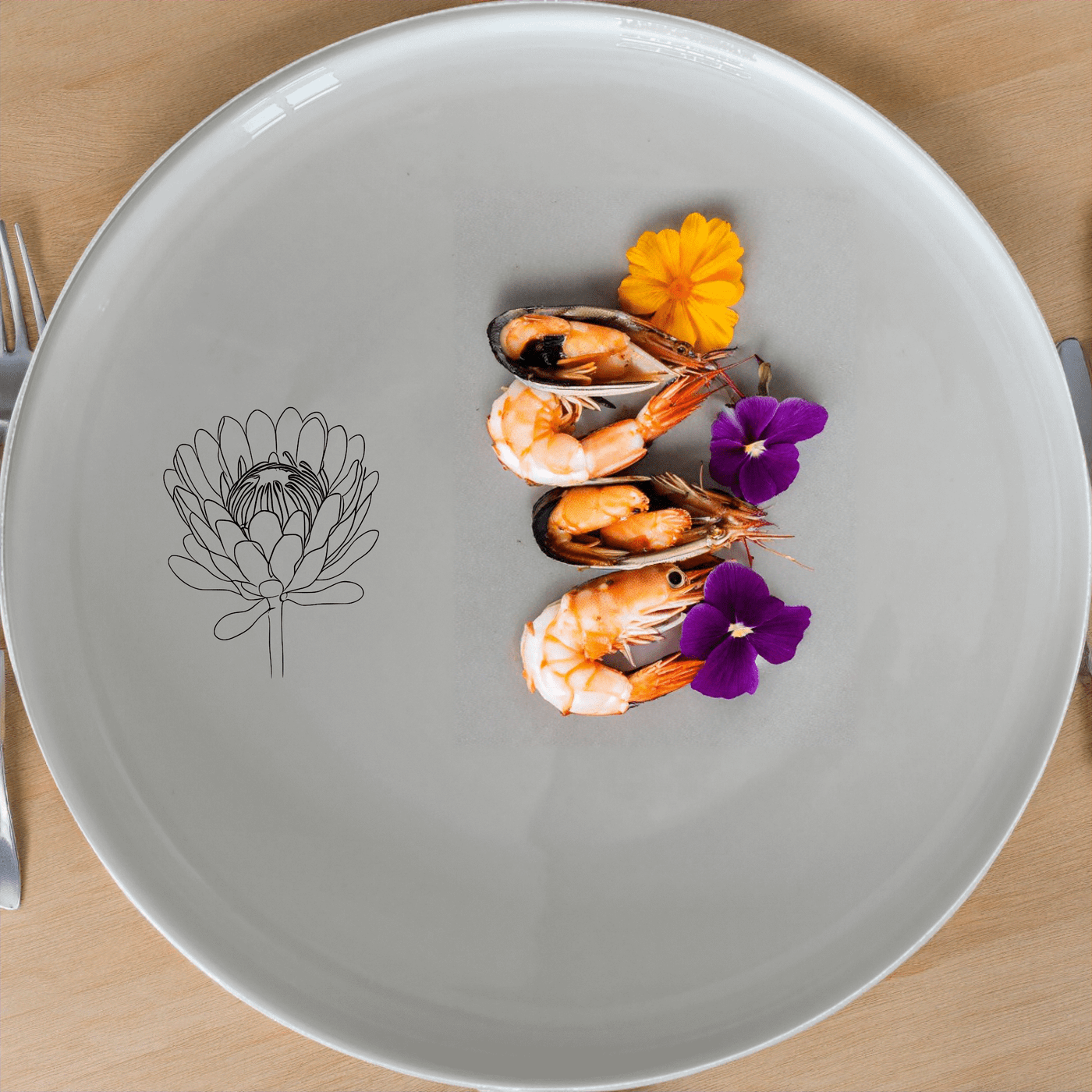 The Pincushion Protea Flower Side Plate Set of 4 features elegant botanical designs perfect for any dining table.